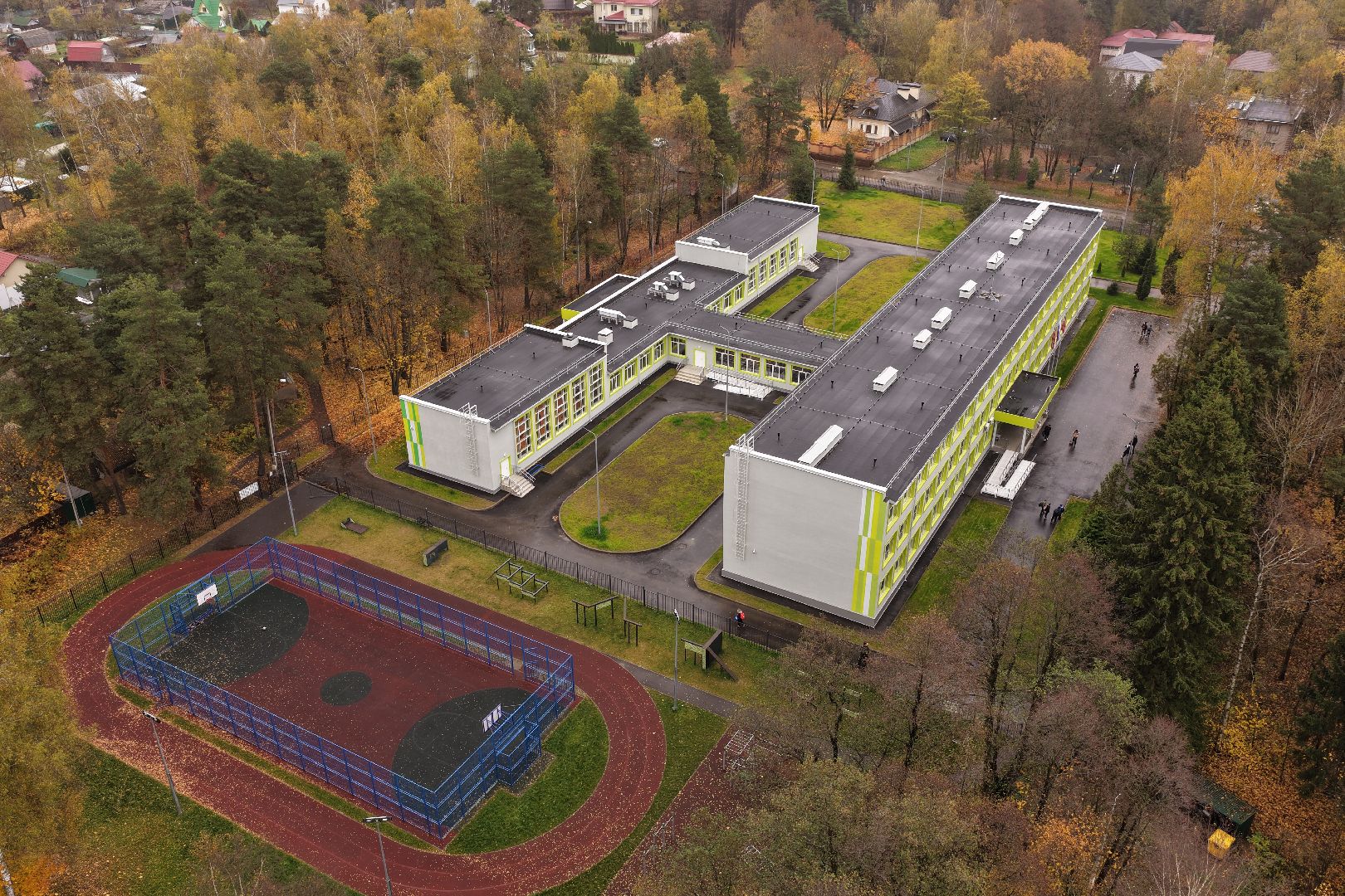 видео с коптера, школа 21 в щелково,