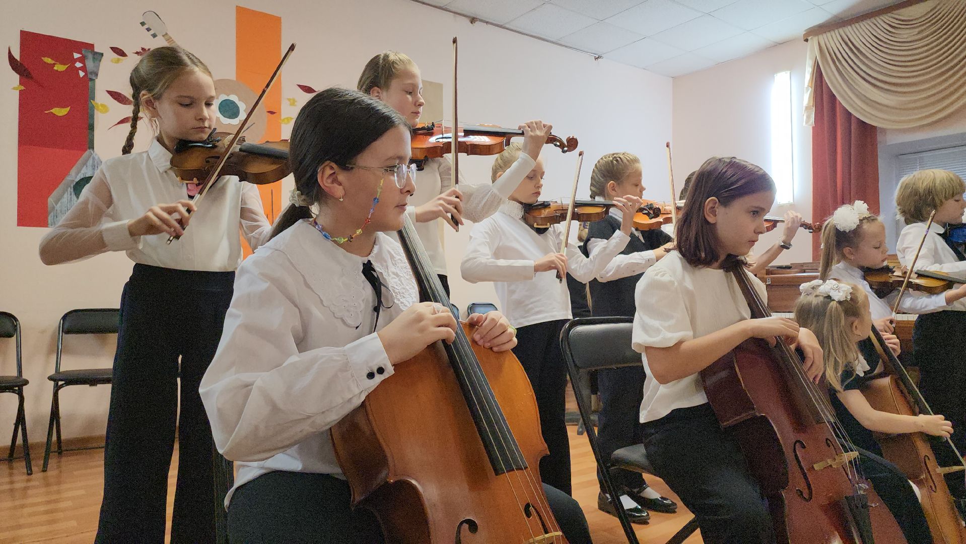кашира, симфонический оркестр, детская школа искусств, дети, музыканты, скрипка, виолончель, контрабас,