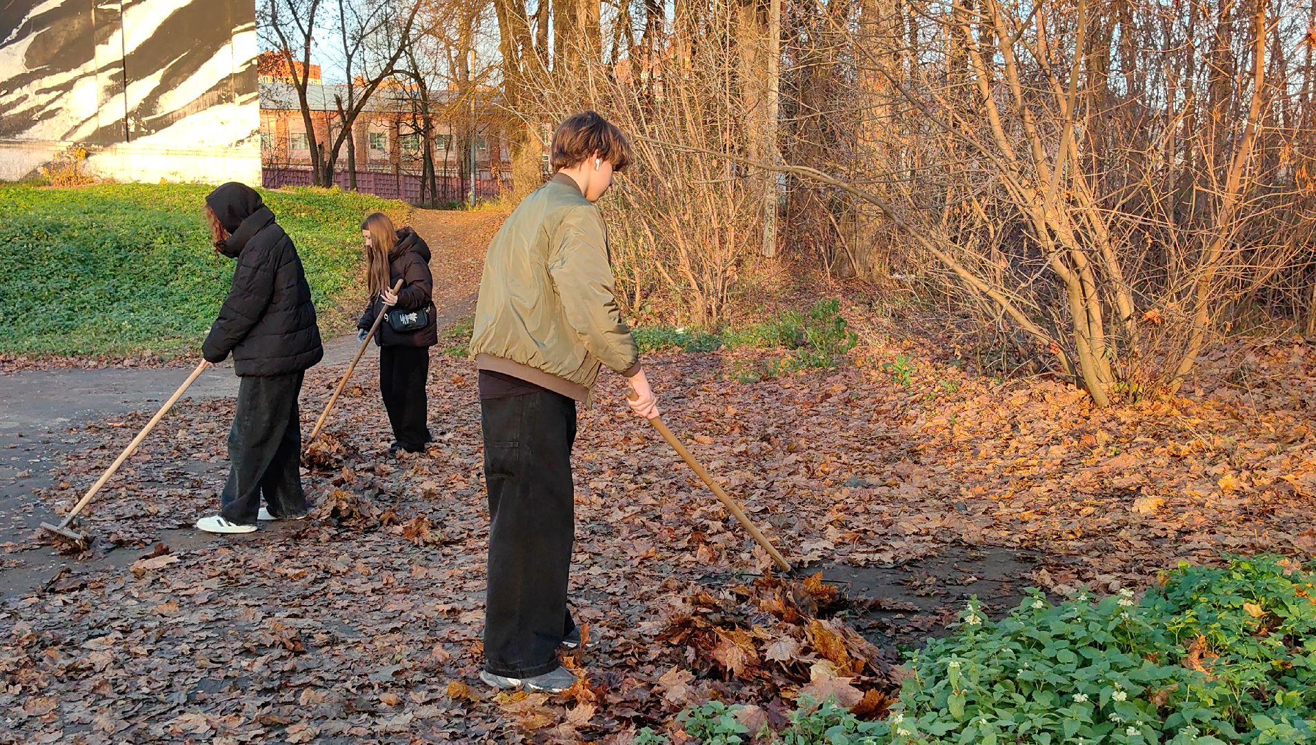 центр, субботник, грабли, мешки, мусор, день народного единства,