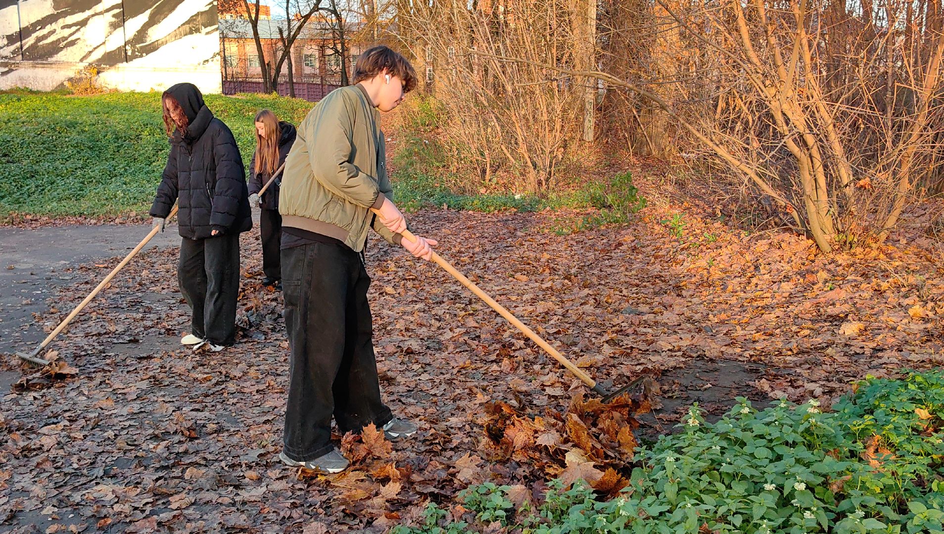 центр, субботник, грабли, мешки, мусор, день народного единства,