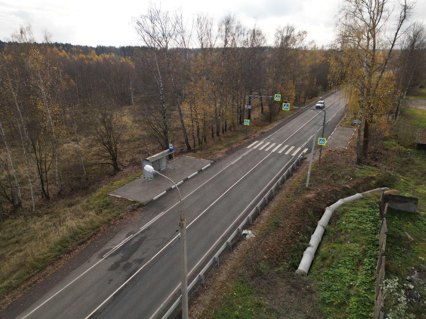 видео с коптера, обновление дорог в можайском округе,