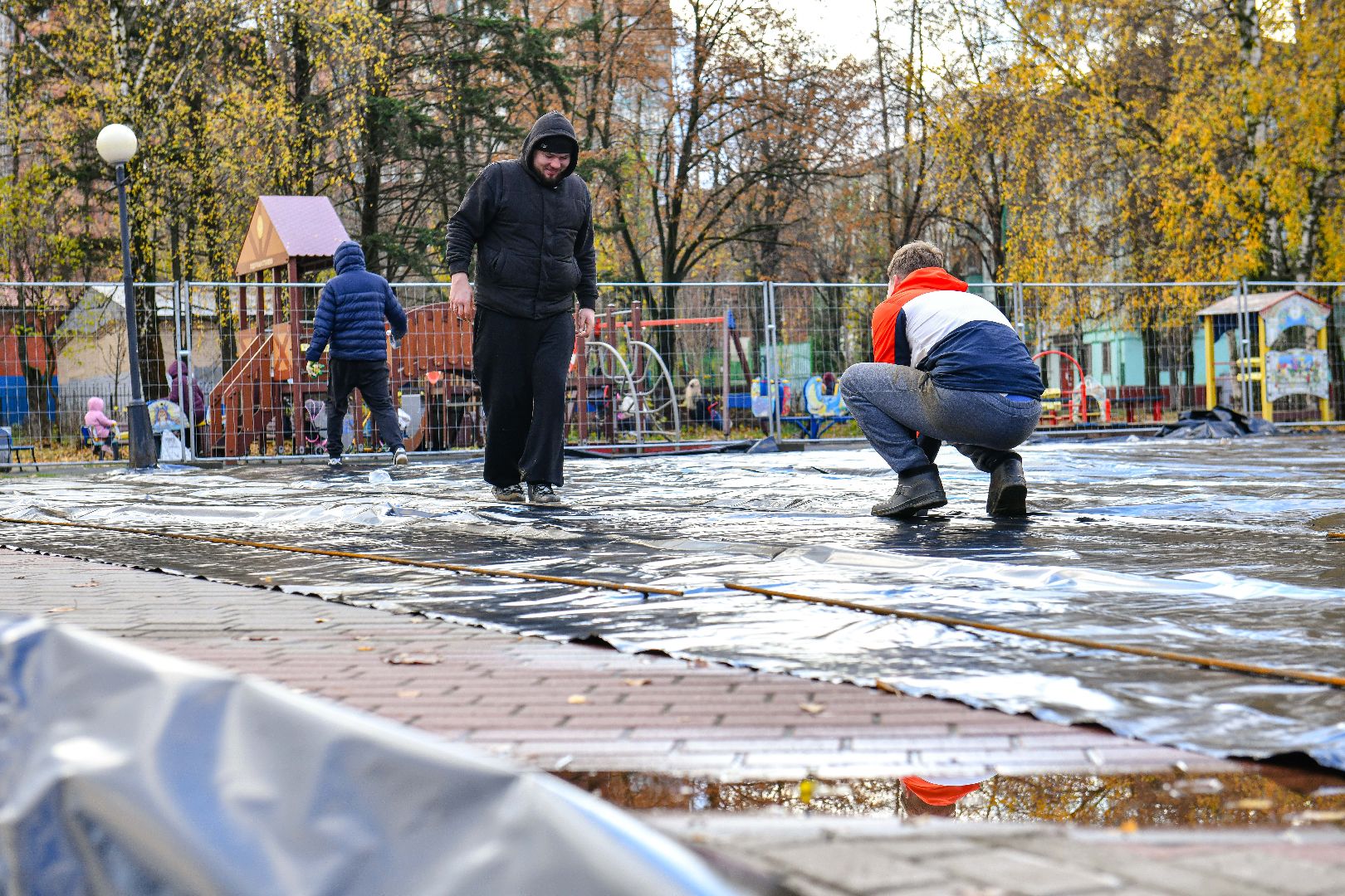 каток, новый год, монтаж,