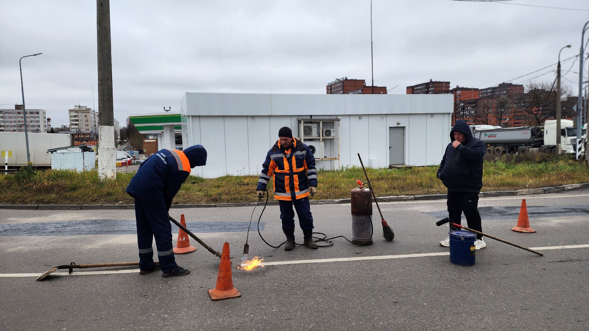 клин, пятый микрорайон, дорожная разметка,