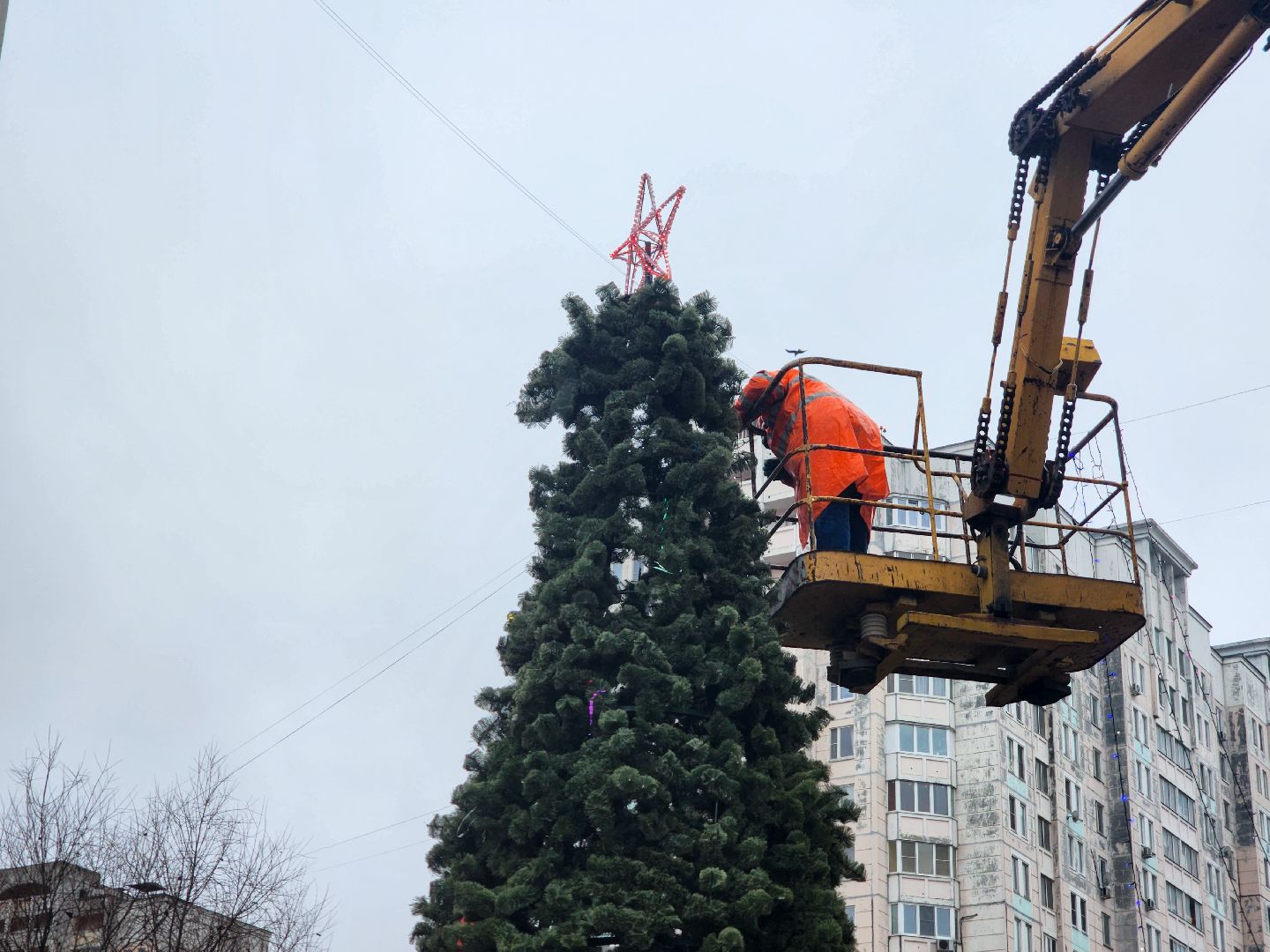 Подольск, Новогодняя елка,  Подольский комбинат благоустройства, Гирлянды,