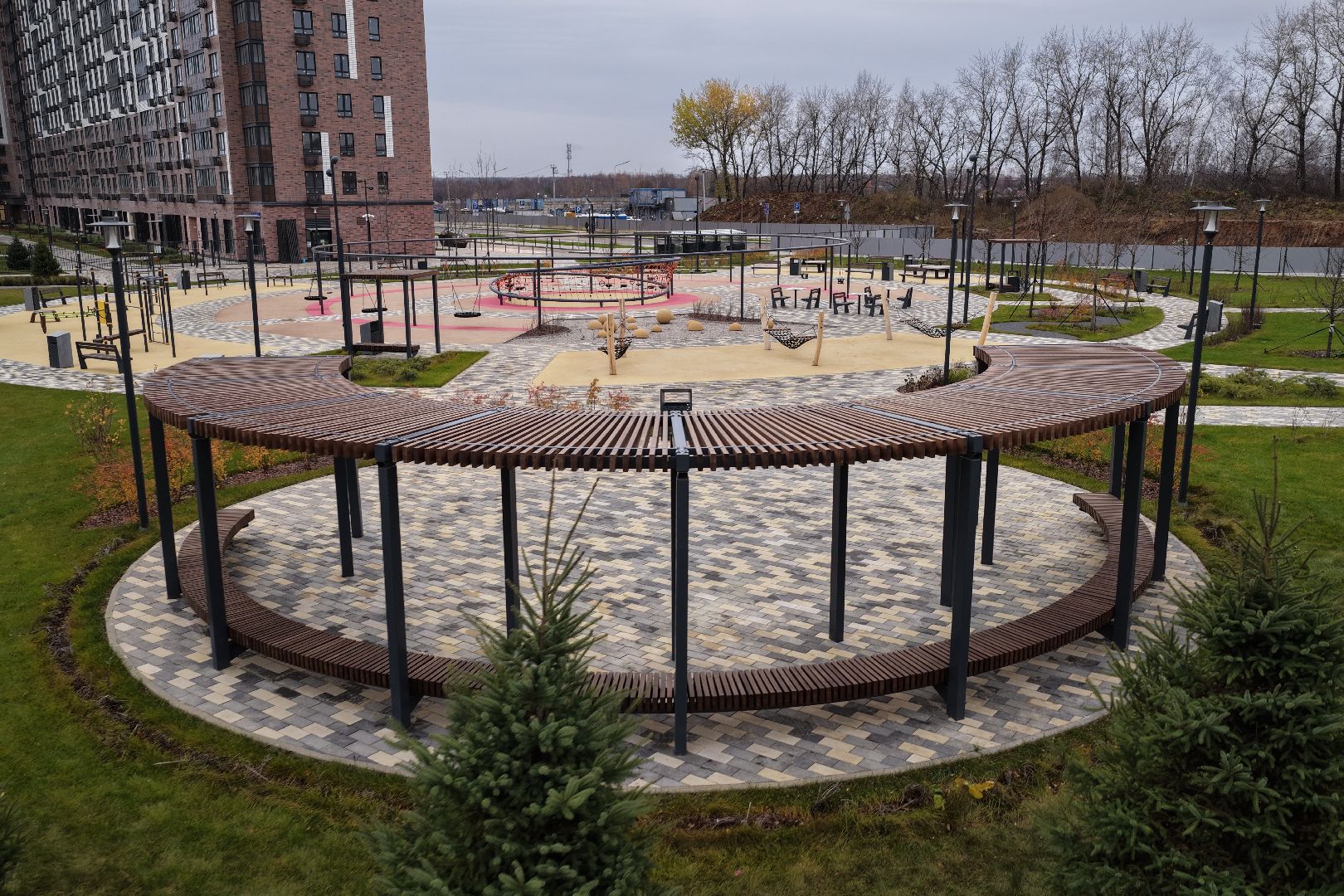 видео с коптера, детская площадка в видном, жк первый южный,