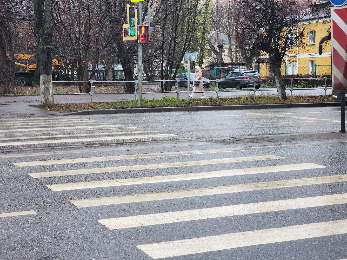 Подольск , пешеходная дорога, проекционная разметка,