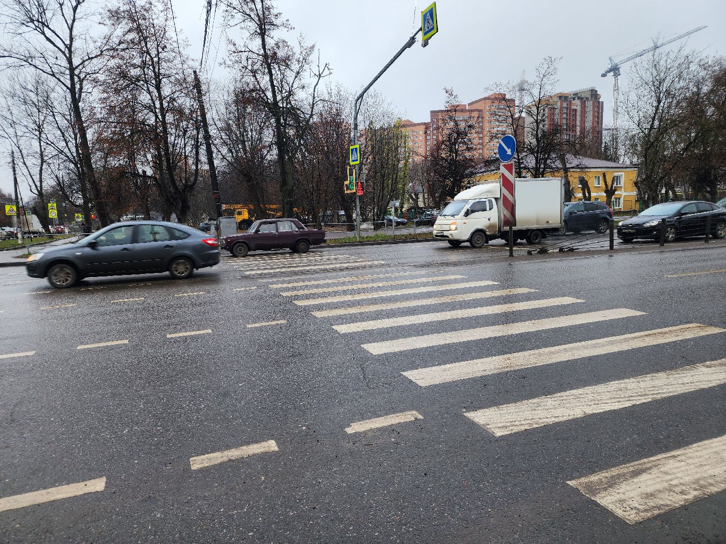 Подольск , пешеходная дорога, проекционная разметка,