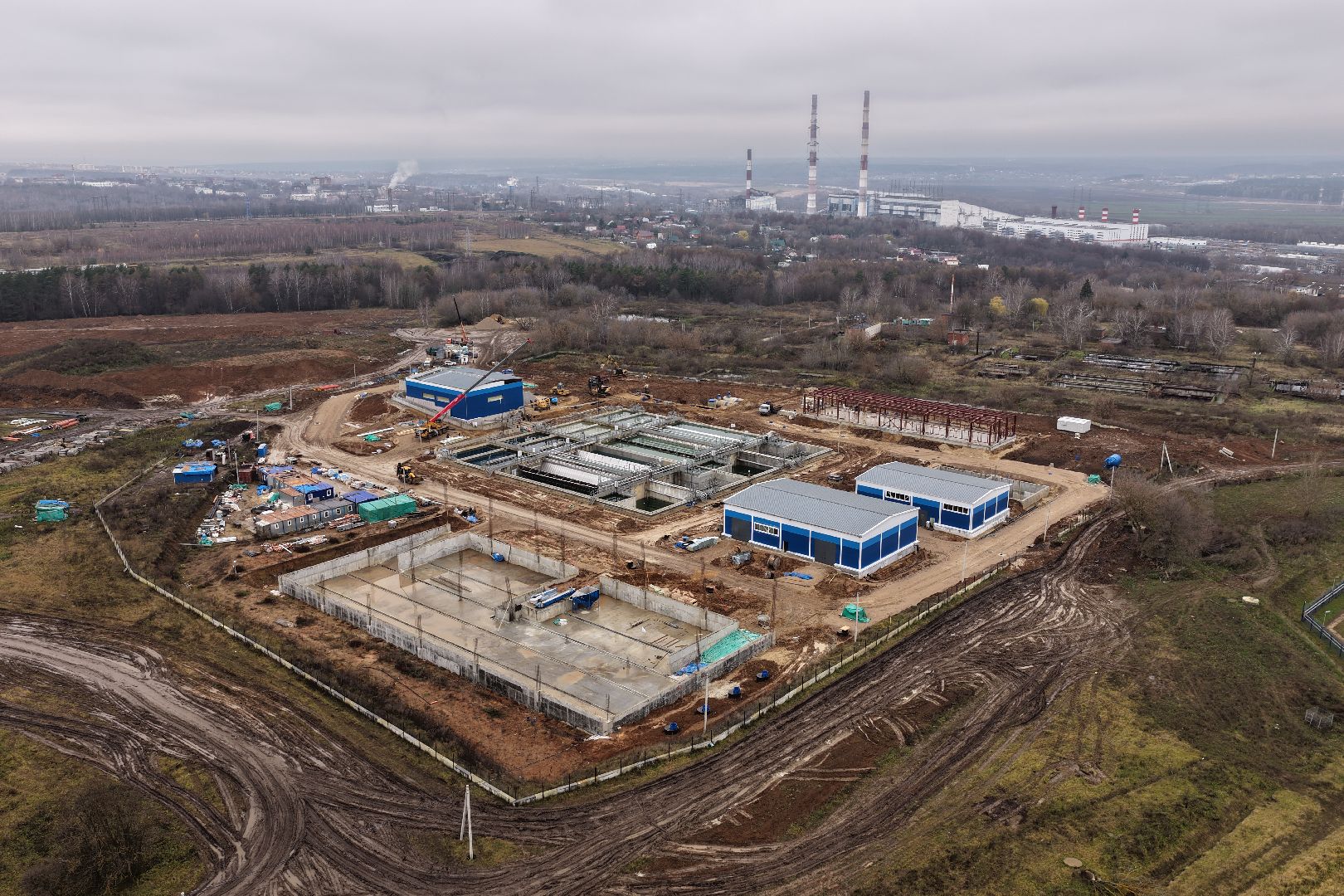 видео с коптера, очистные в кашире, новые очистные сооружения,