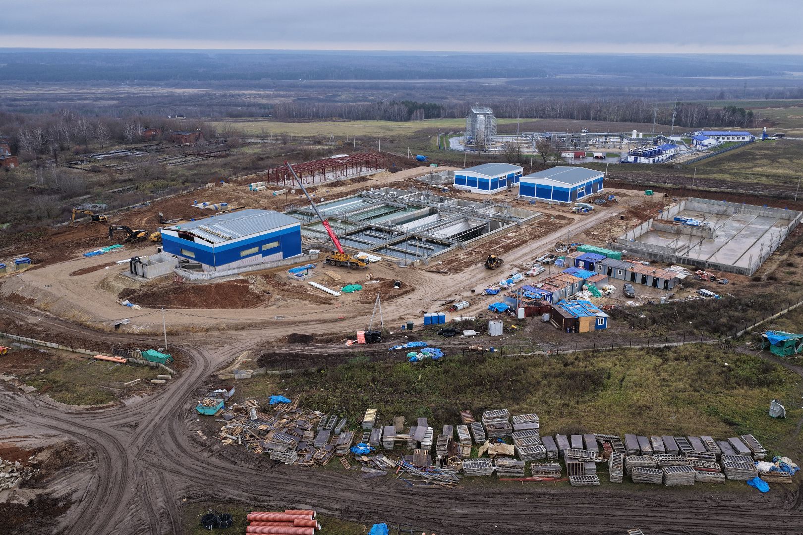 видео с коптера, очистные в кашире, новые очистные сооружения,