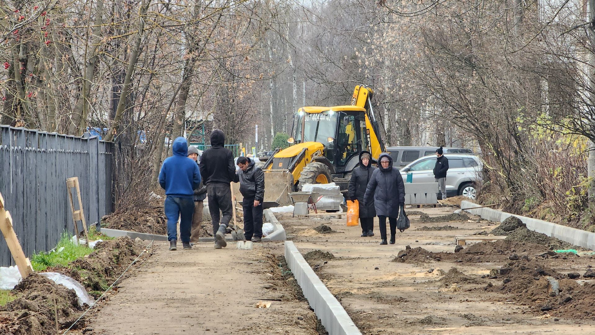 установка бордюров, Лобня, пешеходные тротуары, Благоустройство ,