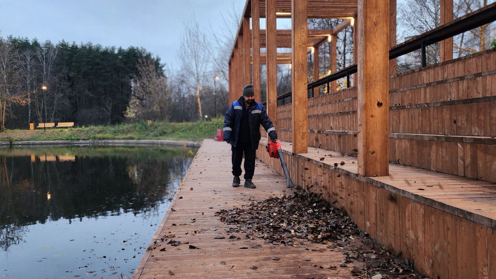 благоустройство,  жкх, уборка, дворник, лосино-петровский, парк,