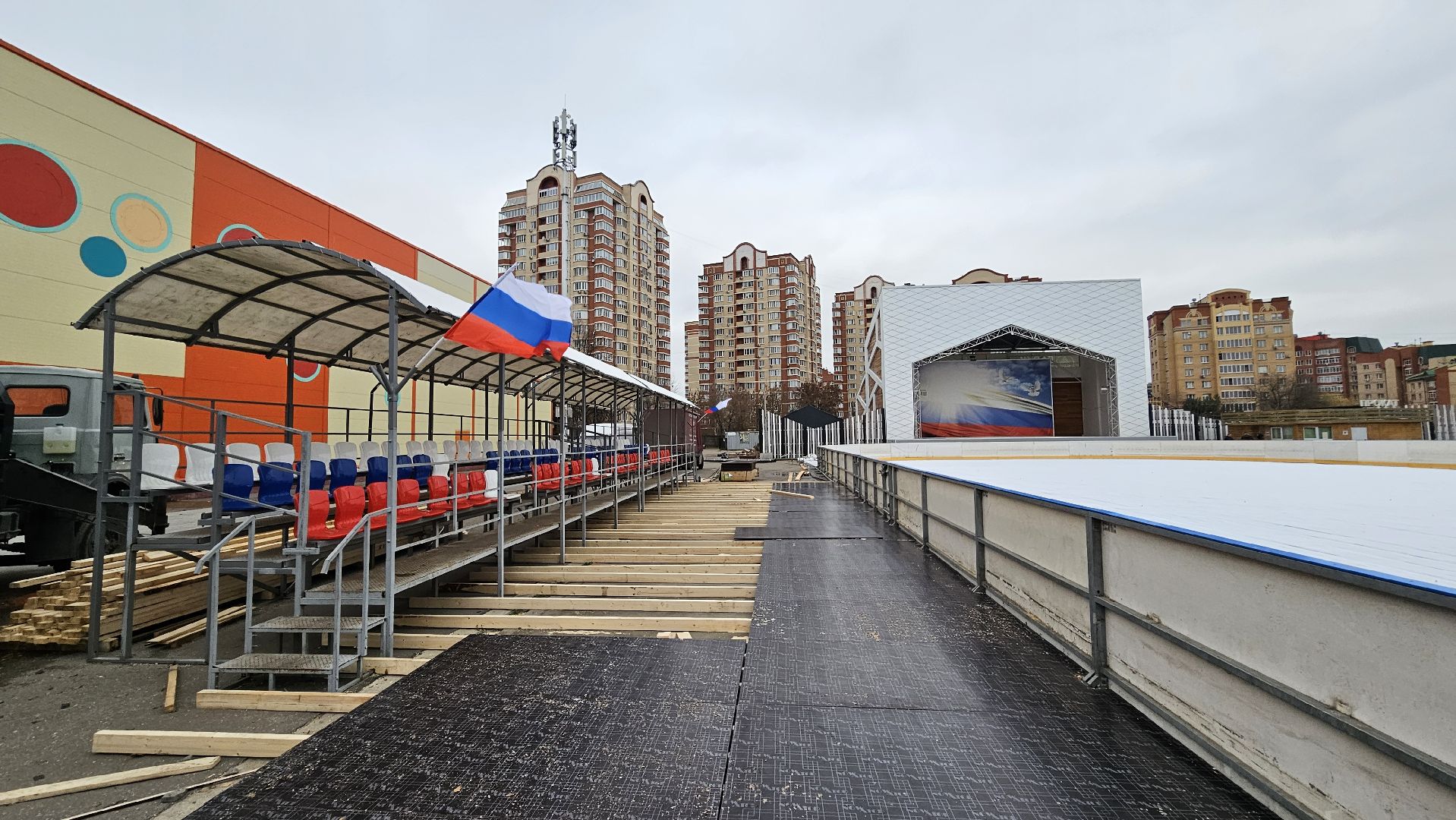 долгопрудный, центральный парк победы, ледовый каток,  зима в подмосковье, зима в подмосковье 2025,