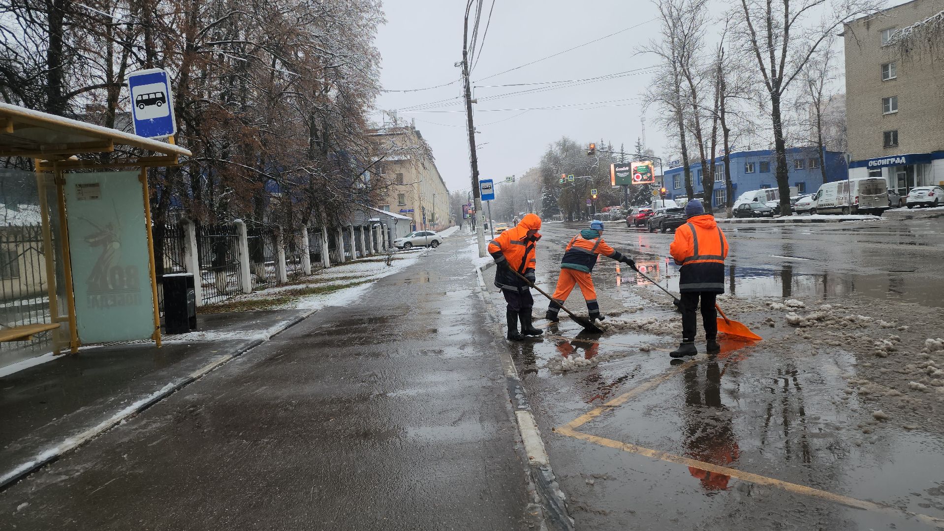 люберцы, первый снег, расчистка снега,