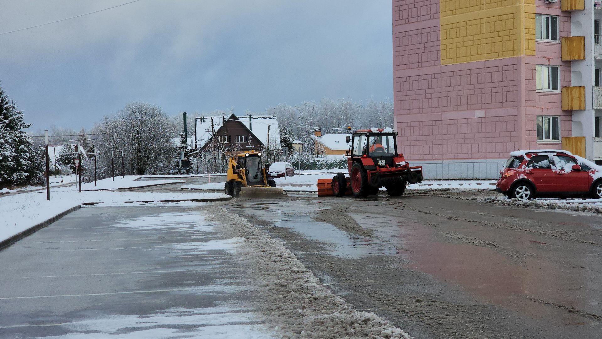 Руза, благоустройство, Первый снег, Уборка снега,