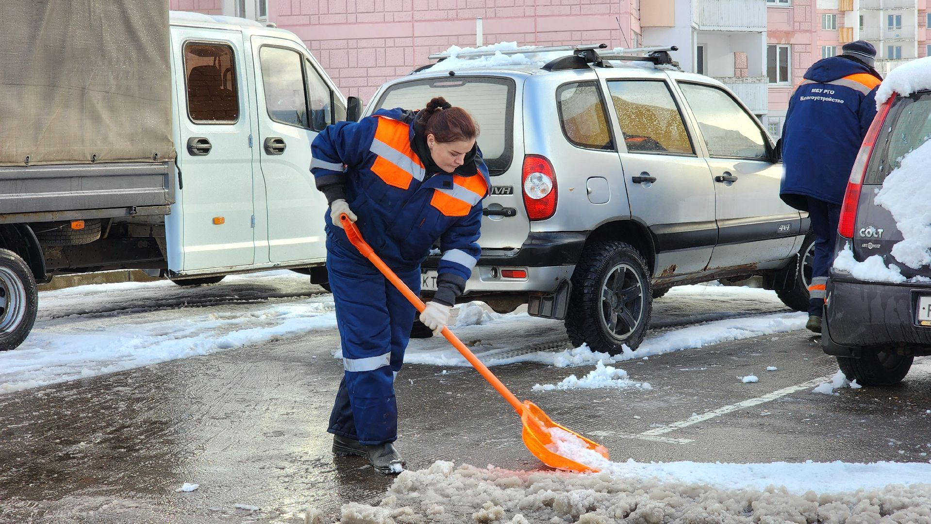 Руза, благоустройство, Первый снег, Уборка снега,