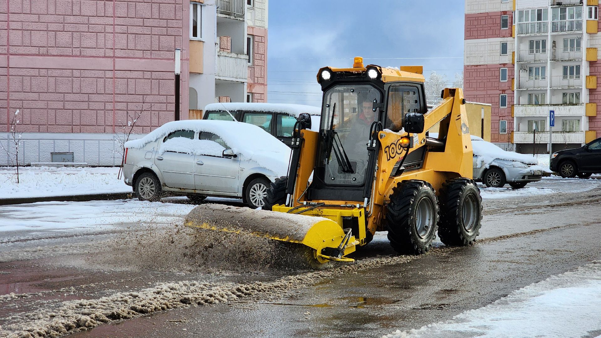 Руза, благоустройство, Первый снег, Уборка снега,