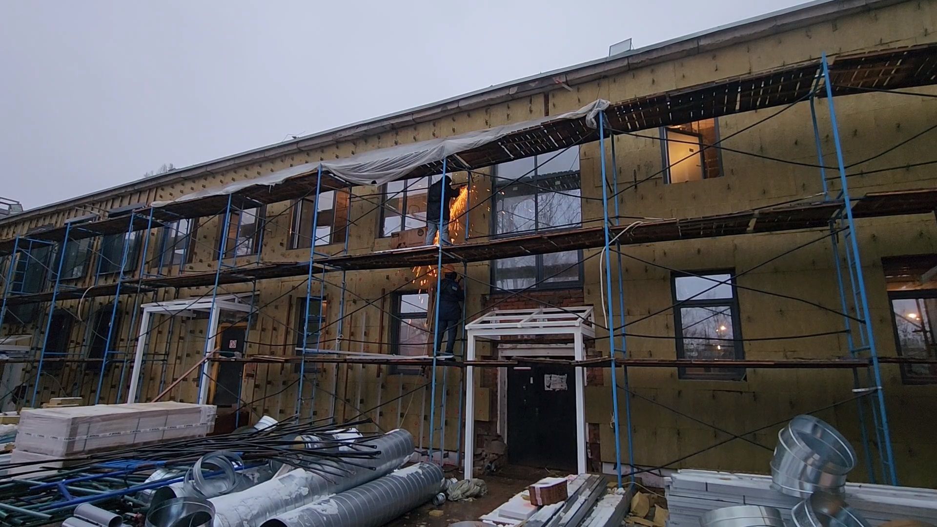 чехов, улица ильича 34а, детский сад, дошкольное отделение, лицей 4, капитальный ремонт, капремонт здания, фасадные работы, утепление наружных стен, облицовка, гидроизоляция, замена кровли, госпрограмма московской области, реконструкция,входная группа, пожарные лестницы, наружные работы,обновление,