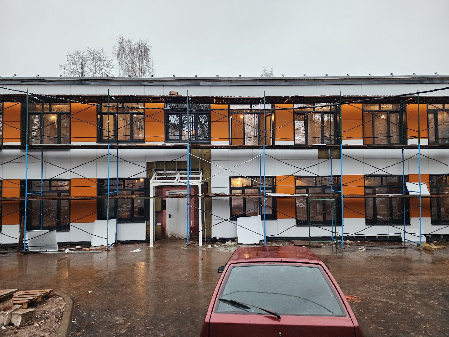 чехов, улица ильича 34а, детский сад, дошкольное отделение, лицей 4, капитальный ремонт, капремонт здания, фасадные работы, утепление наружных стен, облицовка, гидроизоляция, замена кровли, госпрограмма московской области, реконструкция,входная группа, пожарные лестницы, наружные работы,обновление,