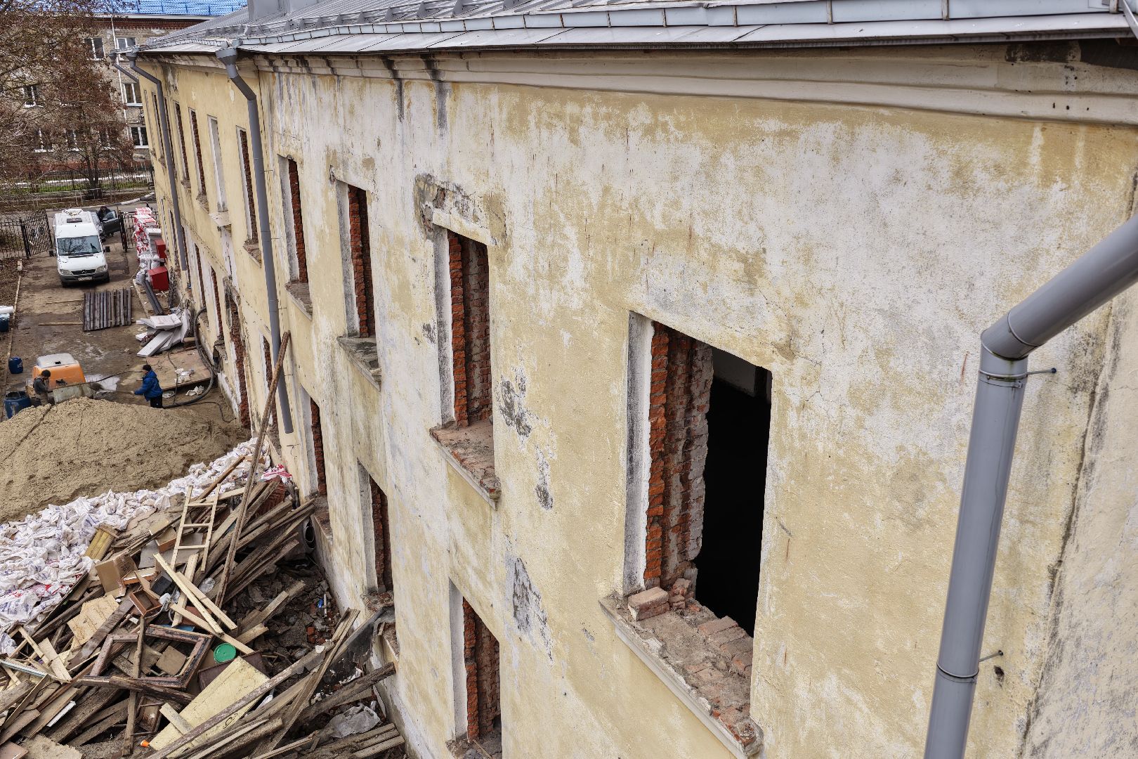 видео с коптера, музыкальная школа коломна, капремонт музыкальной школы,