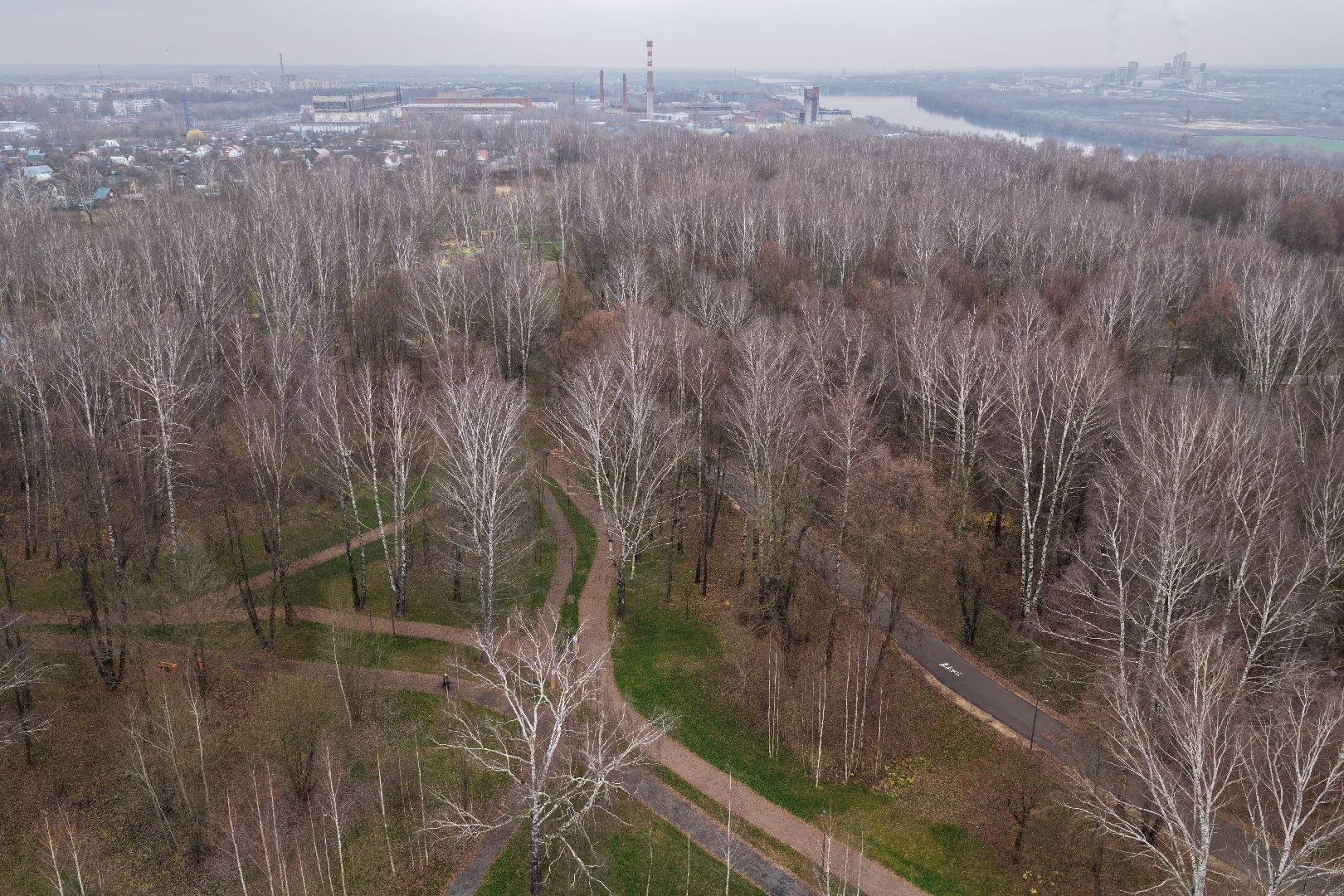 видео с коптера, парк 50-летия Октября в коломне, благоустройство коломна,