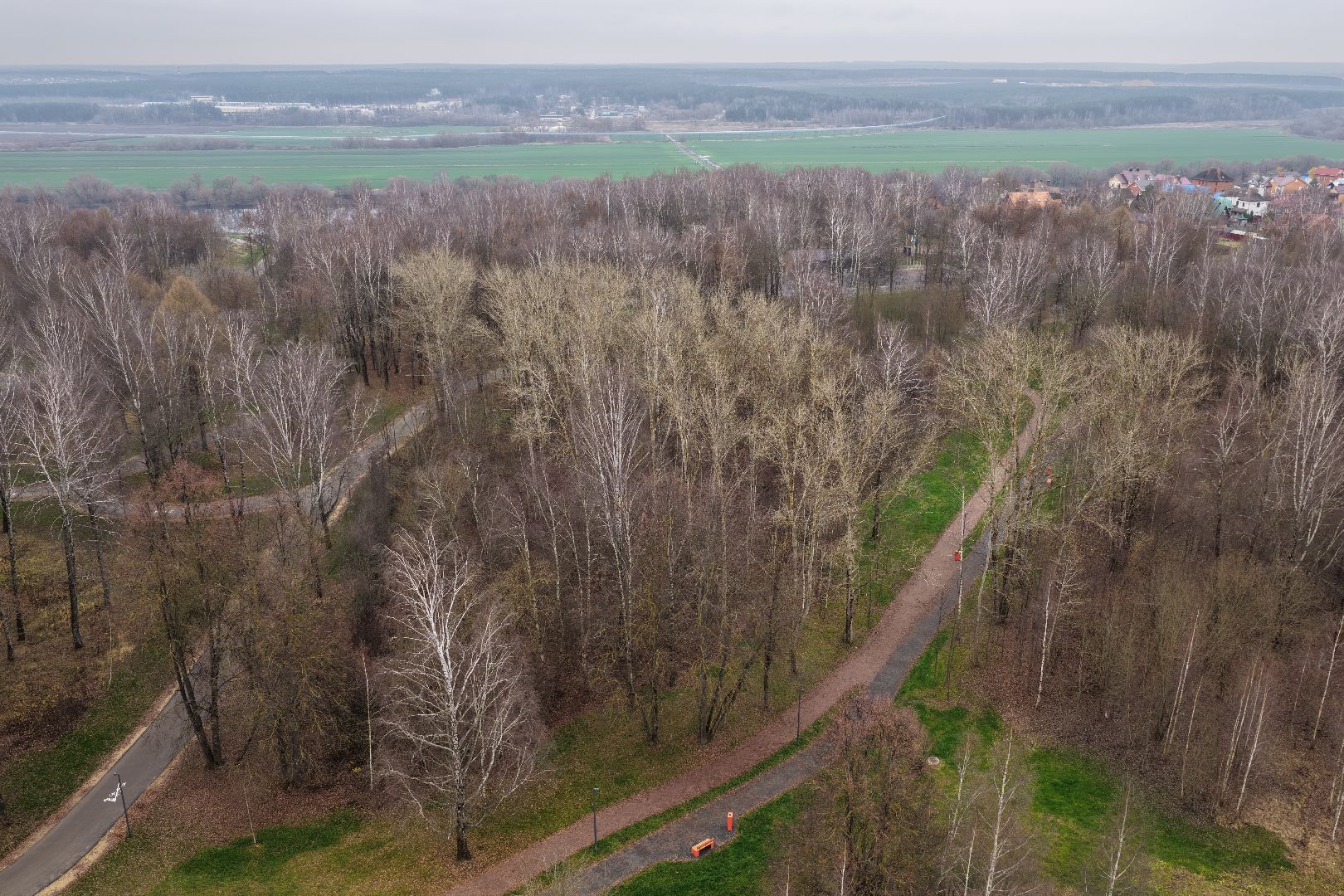 видео с коптера, парк 50-летия Октября в коломне, благоустройство коломна,