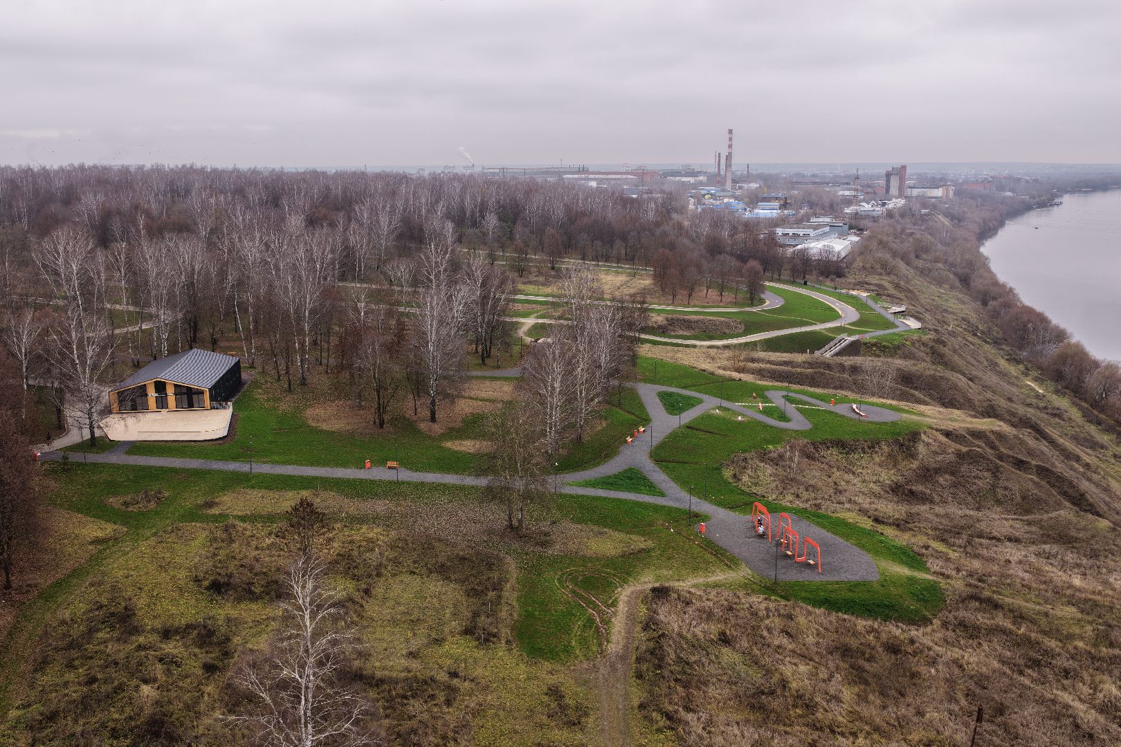 видео с коптера, парк 50-летия Октября в коломне, благоустройство коломна,