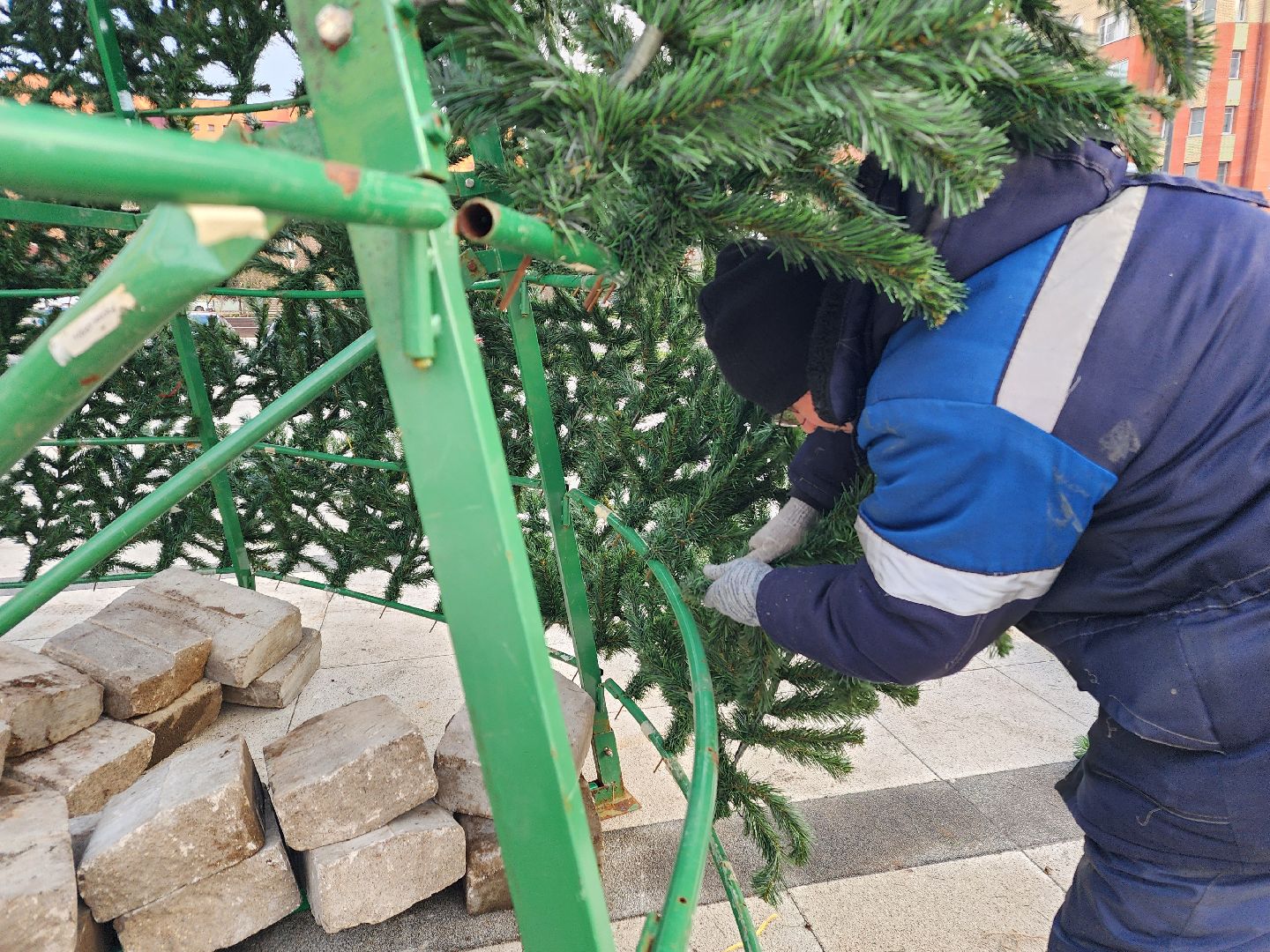 фрязино, установка елки, зима в подмосковье, монтаж елки, ёлка,