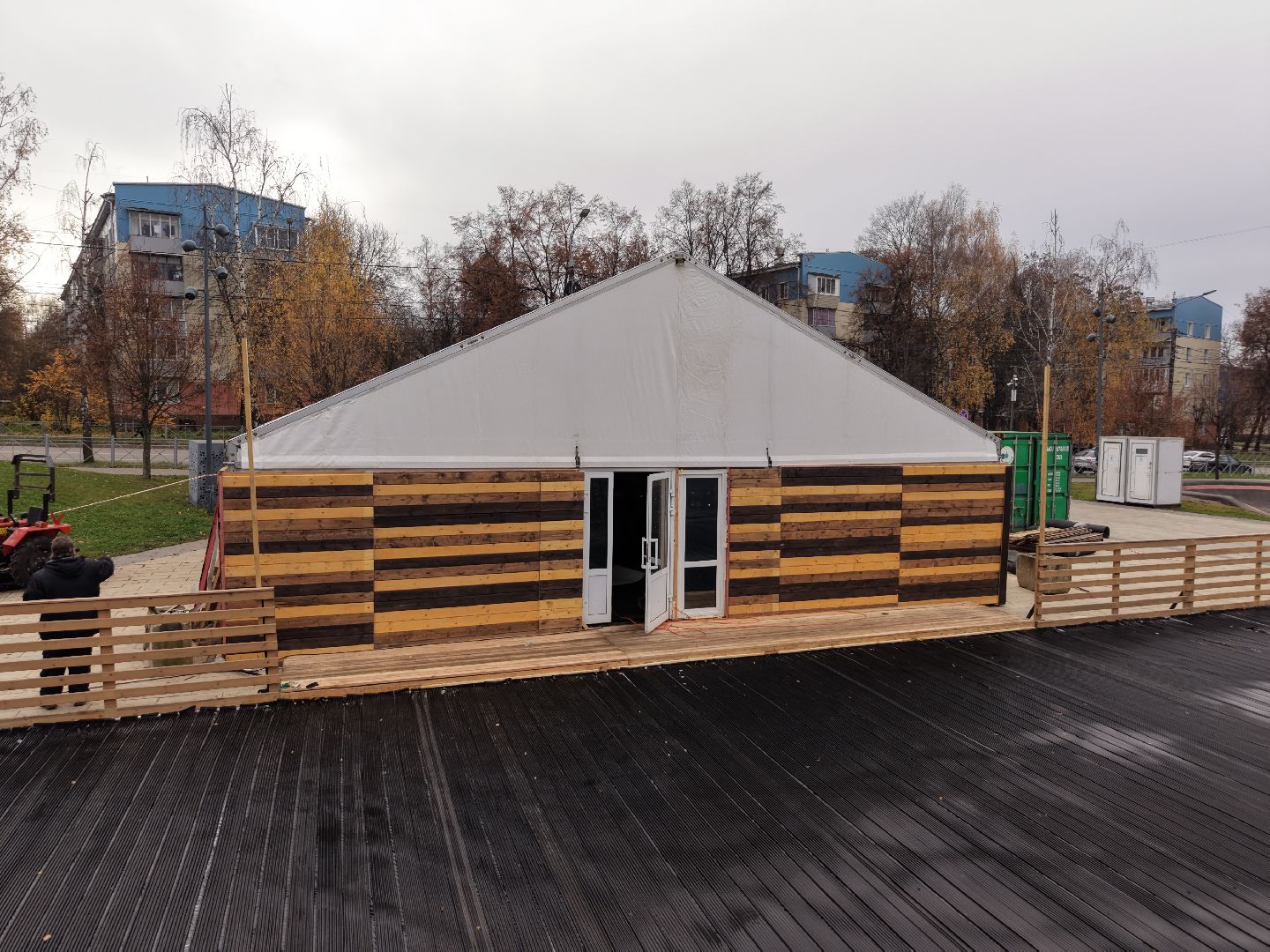 видео с коптера, каток в видном, зима в подмосковье,