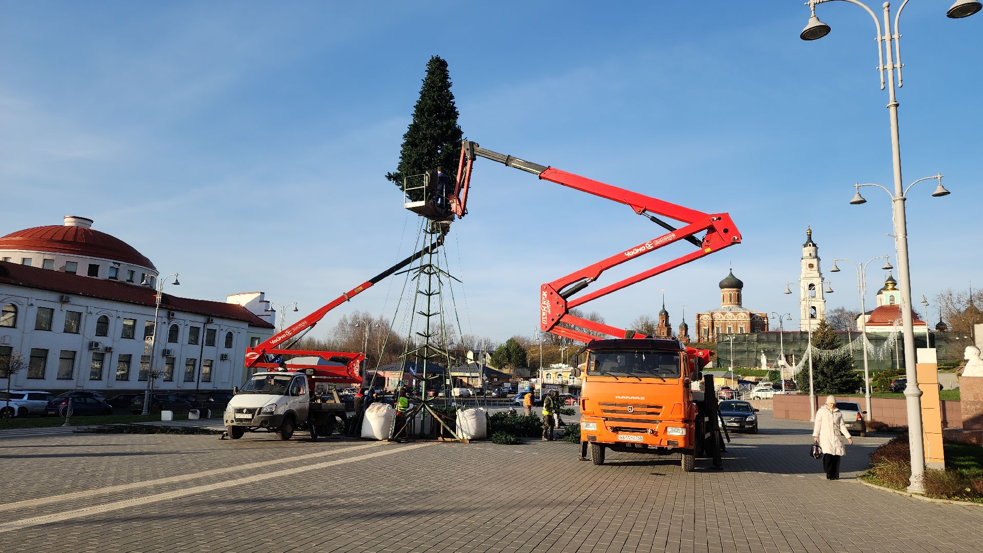 волоколамск, новогодние гирлянды, украшение города,