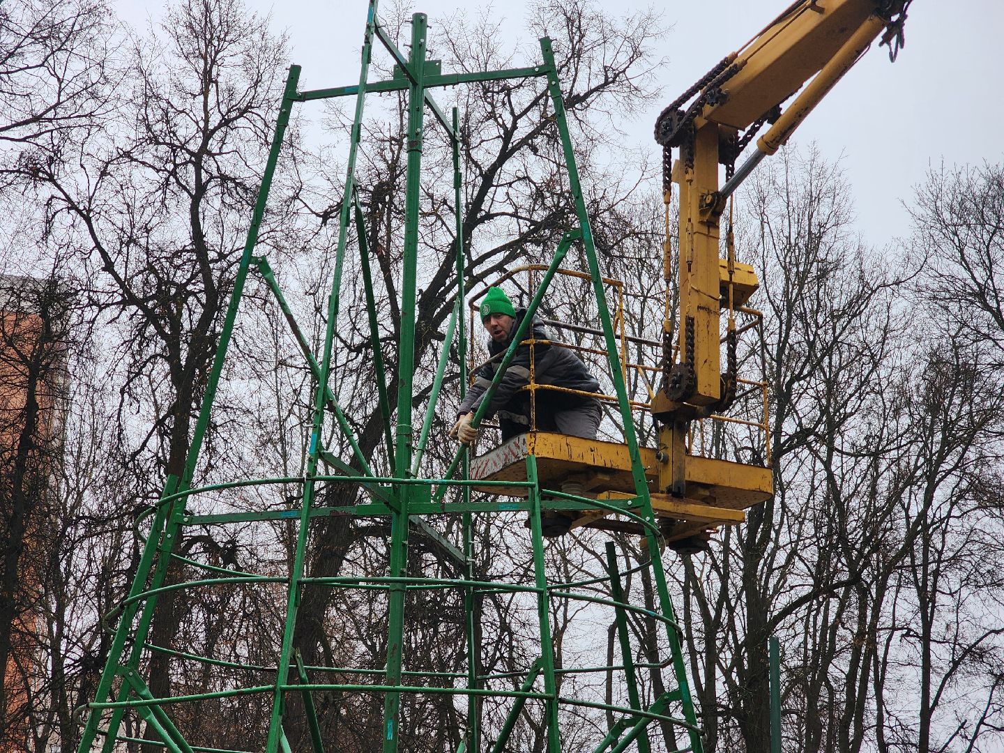 Подольск , Парк Талалихина , новогодняя ель в парке,