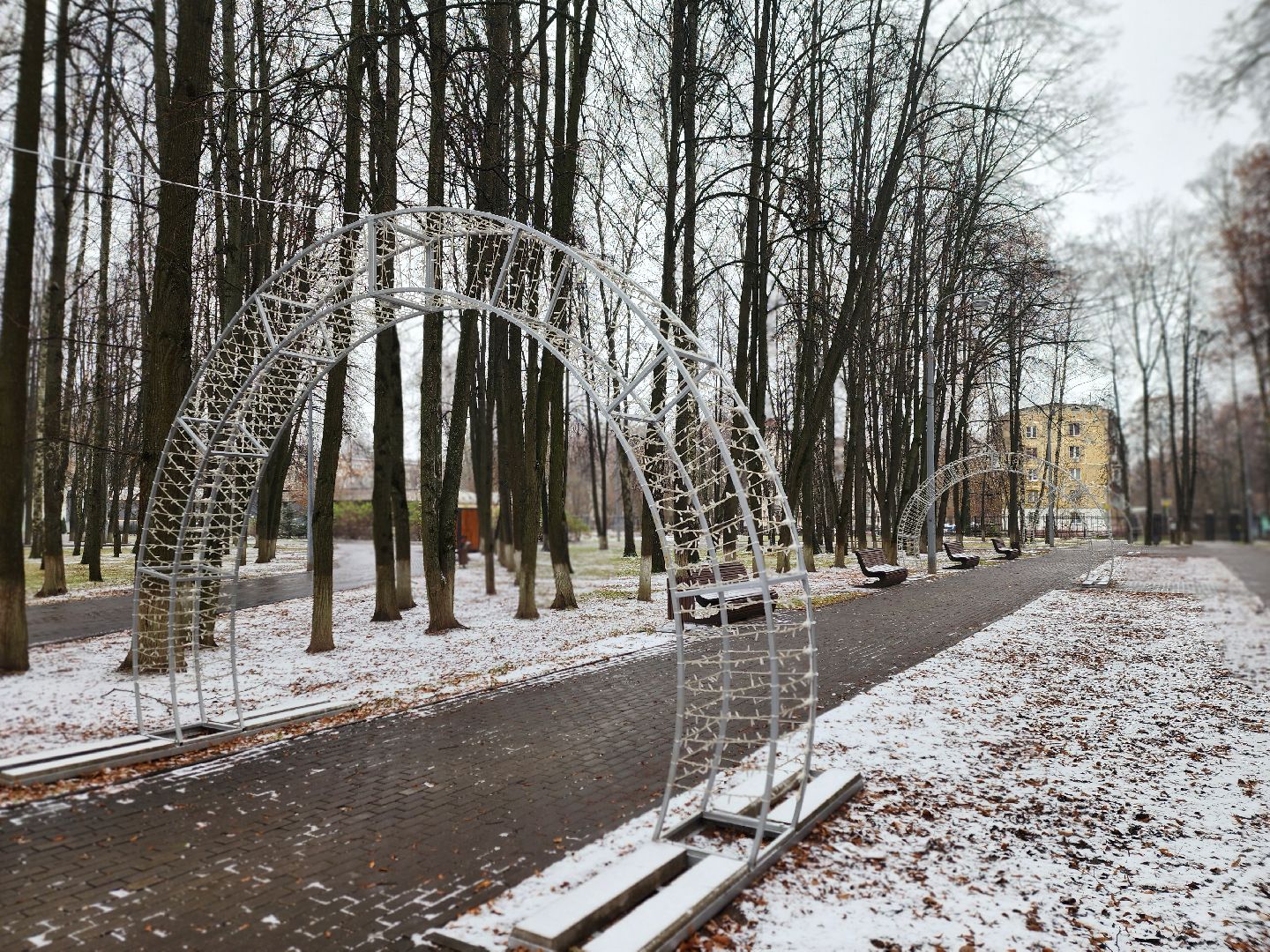 королёв, зима в подмосоковье, центральный городской парк в королеве , цдк имени калинина,