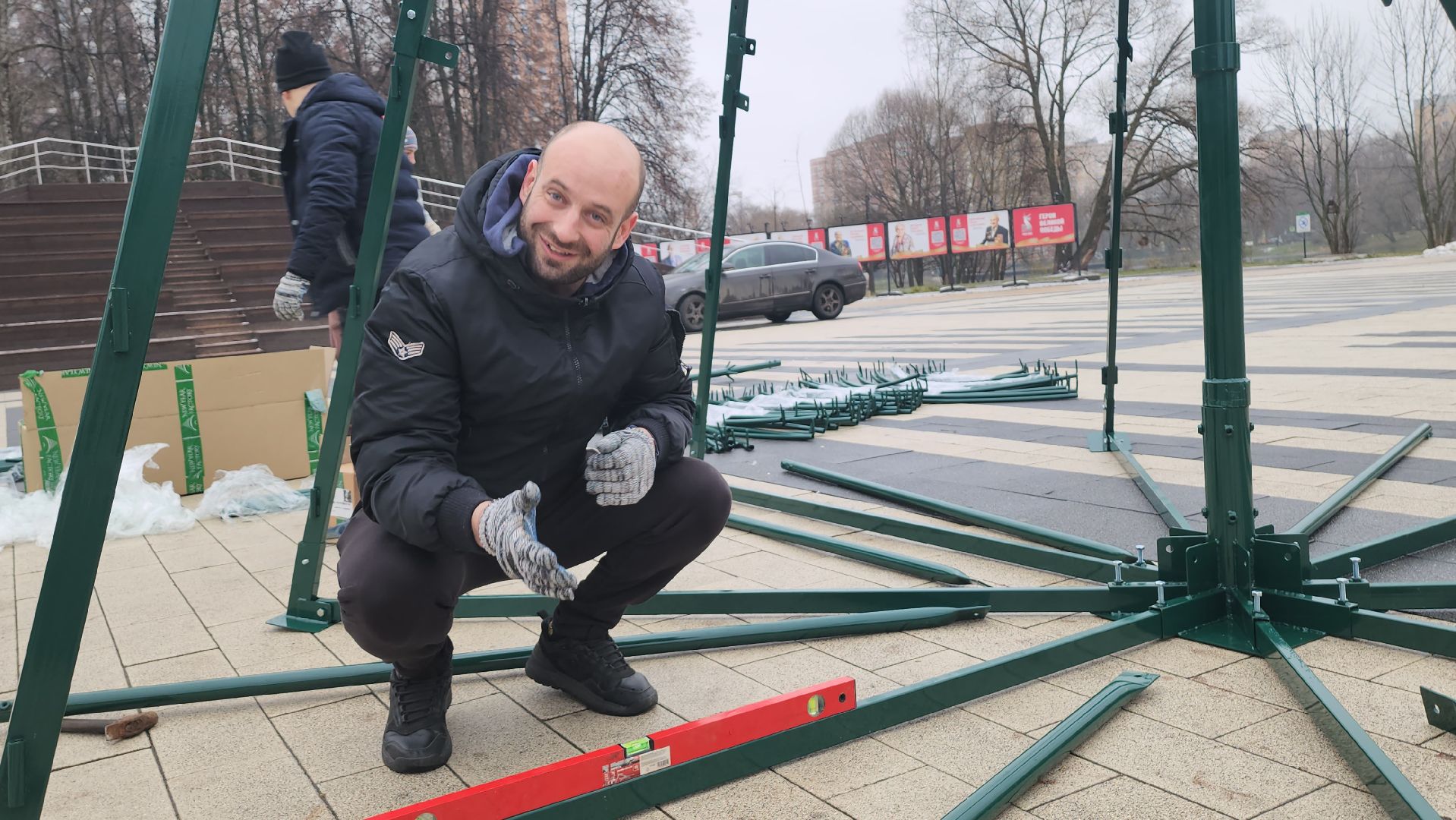 люберцы, наташинский парк, установка елки, заливка катка,