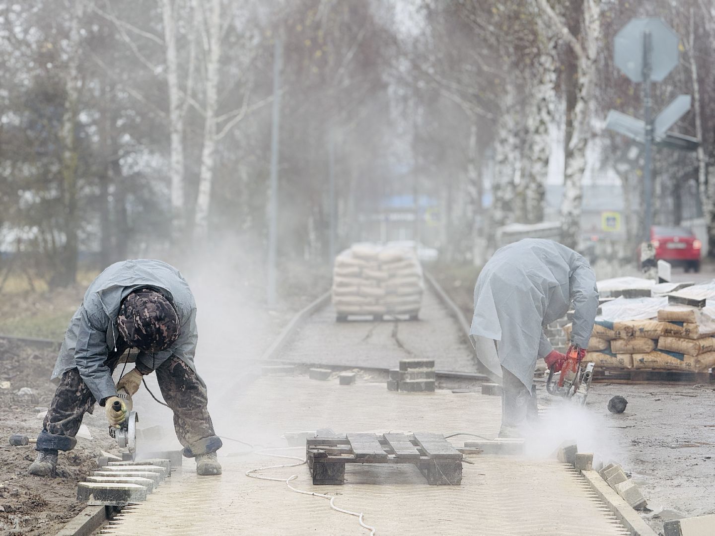 строительство тротуара, гжель, электроизолятор, мбу содержание и благоустройство, раменское,