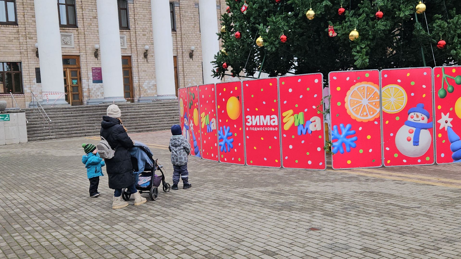зима в подмосковье, жуковский, новогодняя елка,