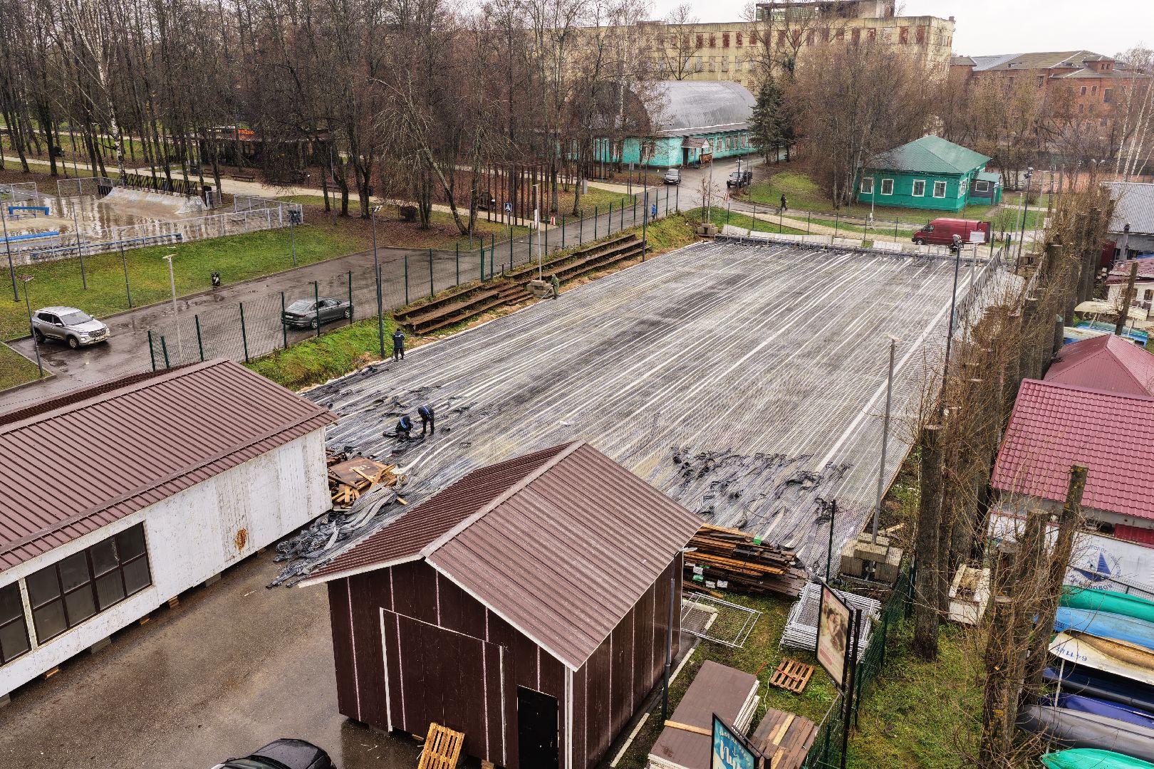видео с коптера, каток в солнечногорске,зима в подмосковье,