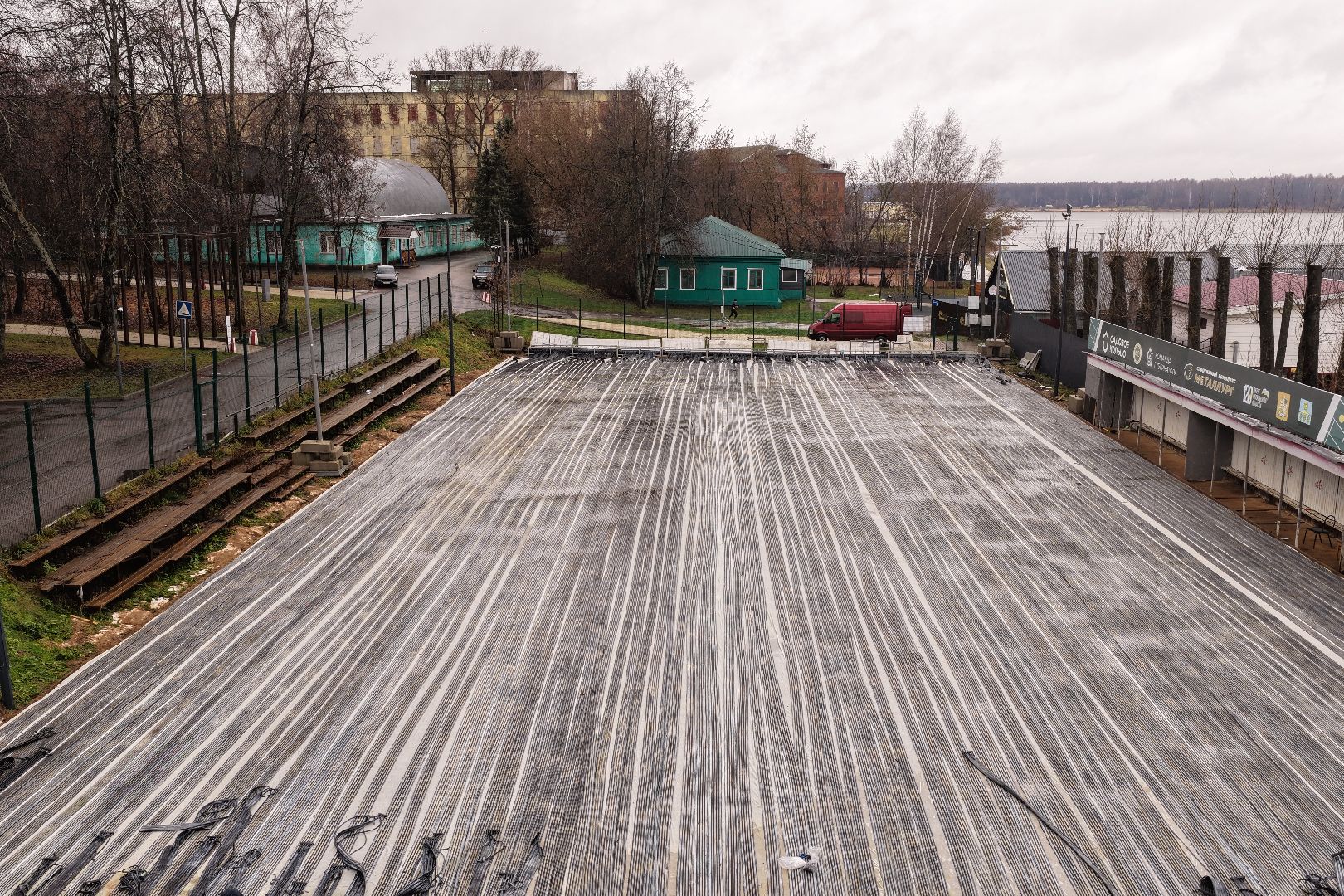 видео с коптера, каток в солнечногорске,зима в подмосковье,