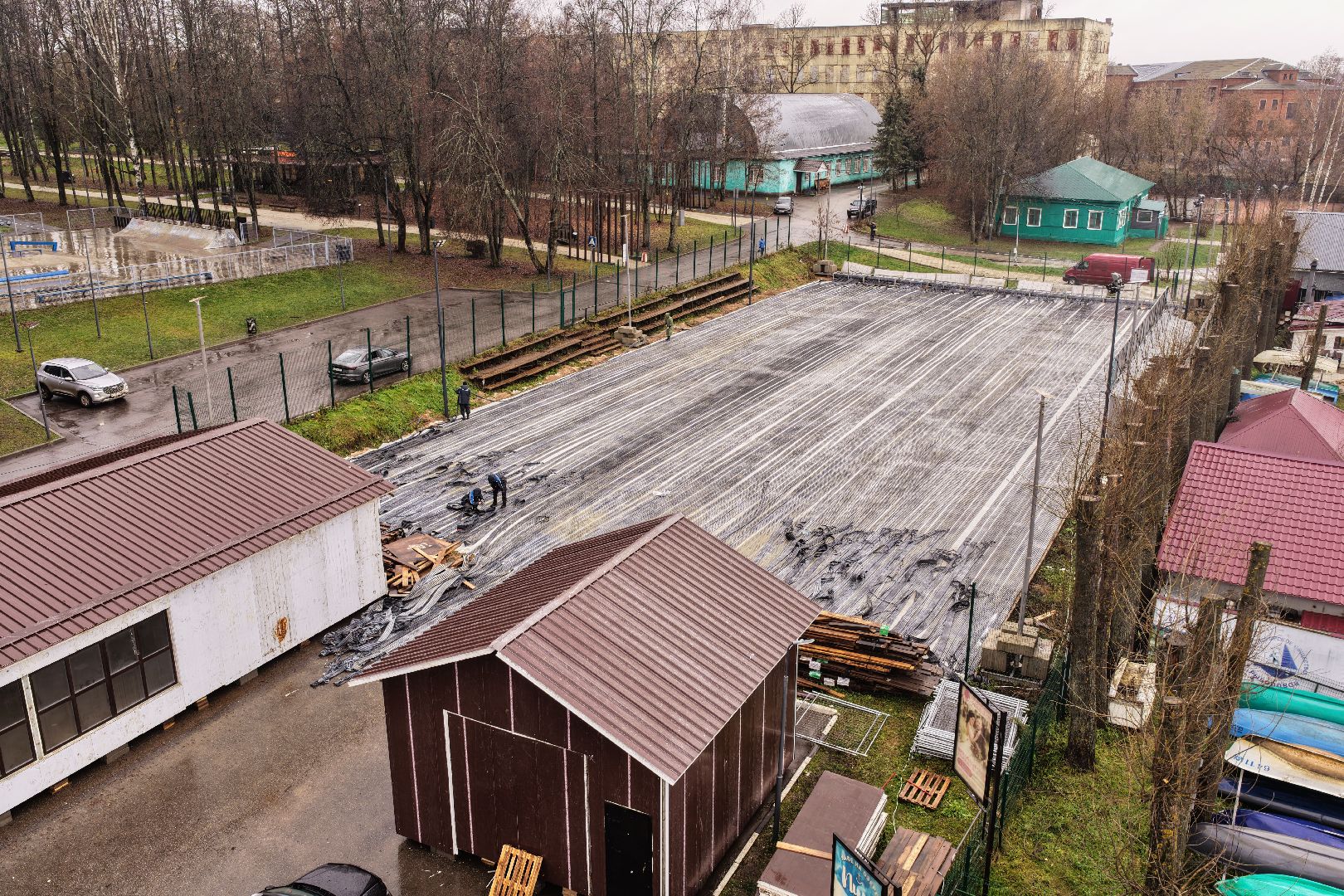 видео с коптера, каток в солнечногорске,зима в подмосковье,