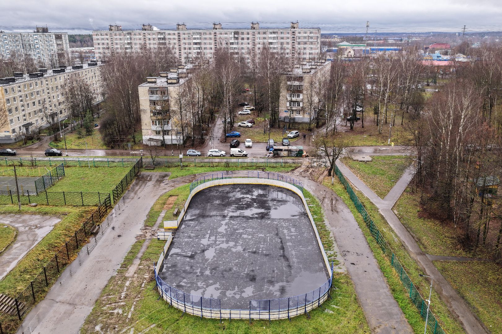 видео с коптера, стадион школы 4 в солнечногорске, ремонт стадиона,