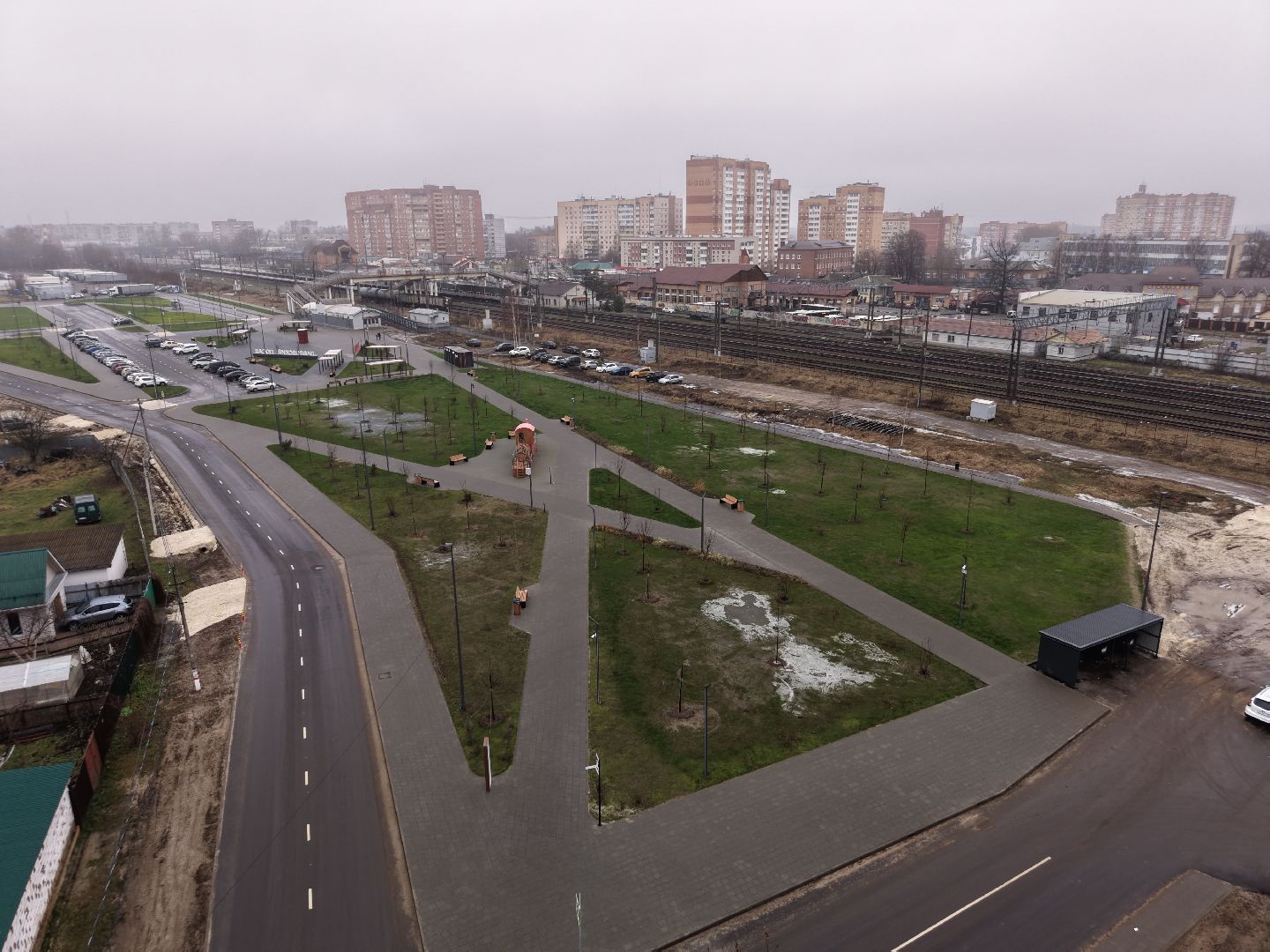 видео с коптера, привокзальная площадь павловский посад, благоустройство в павлово-посадском,