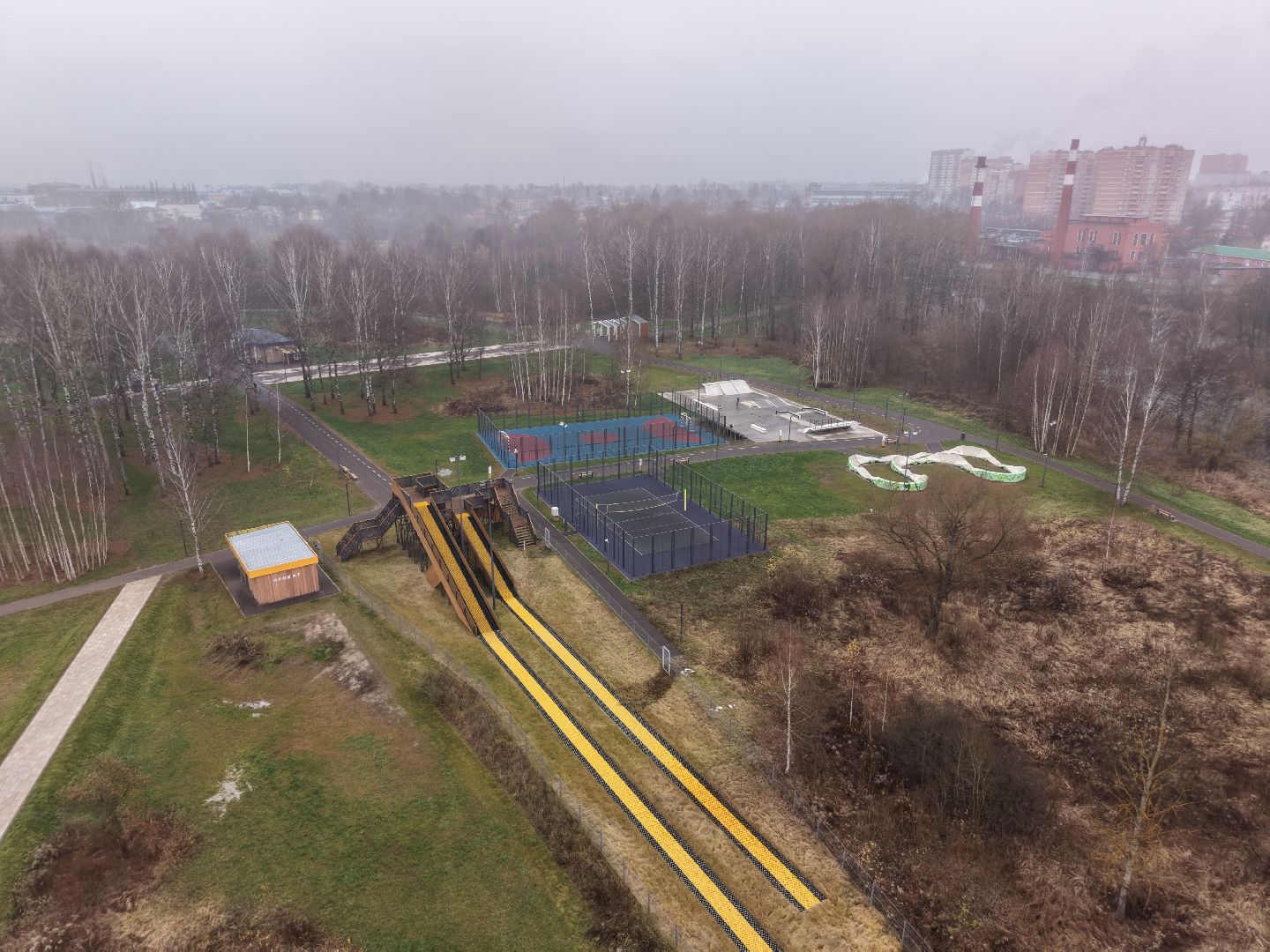видео с коптера, парк меленки, благоустройство павлово-посадский,