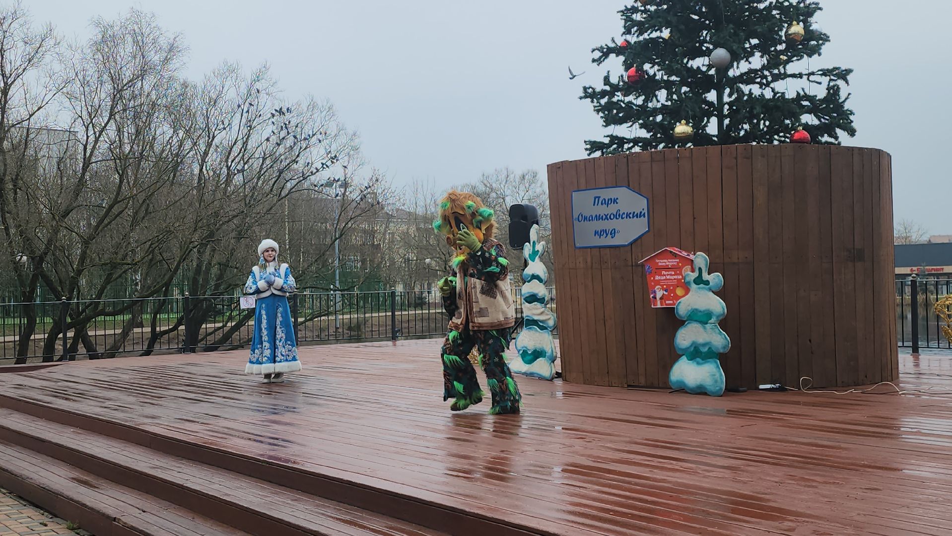 зима в подмосковье, красногорск медицина, зажжение елки,