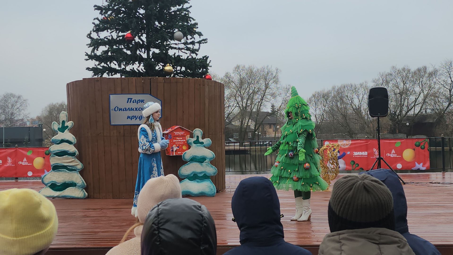 зима в подмосковье, красногорск медицина, зажжение елки,