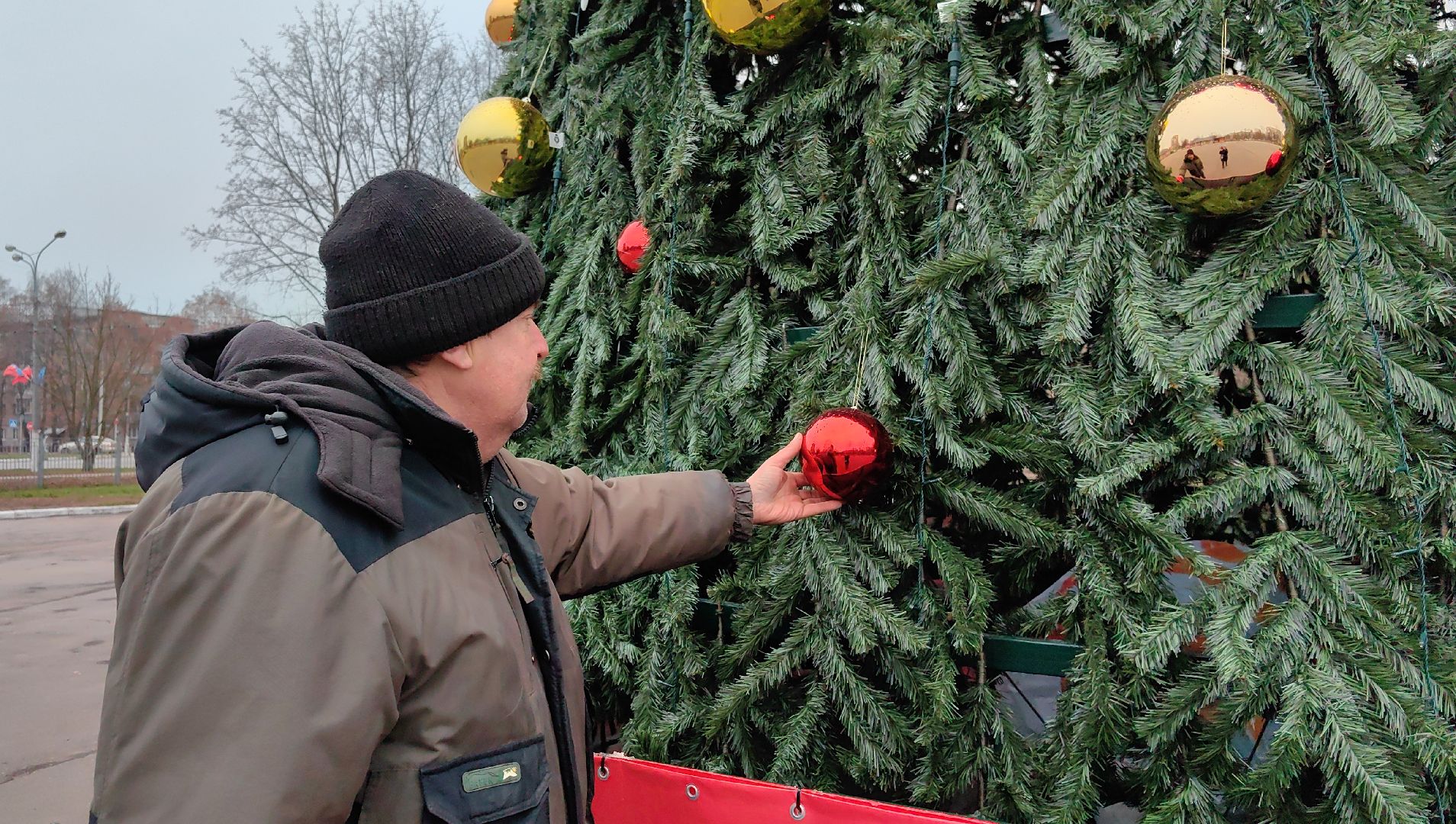 праздник, зимний сезон, парк, елка, дед мороз,