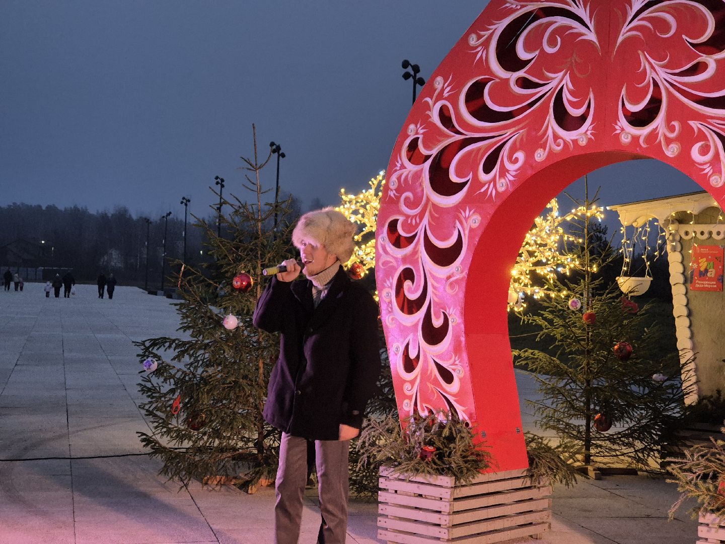 зима в подмосковье, орехово-зуевский округ, ликино-дулево, концерт в парке,