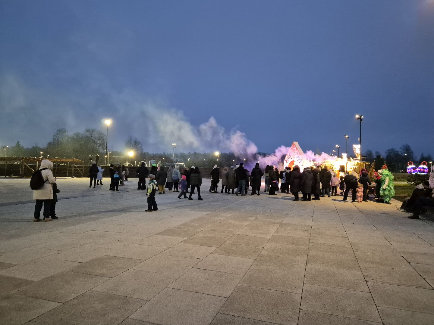 зима в подмосковье, орехово-зуевский округ, ликино-дулево, концерт в парке,