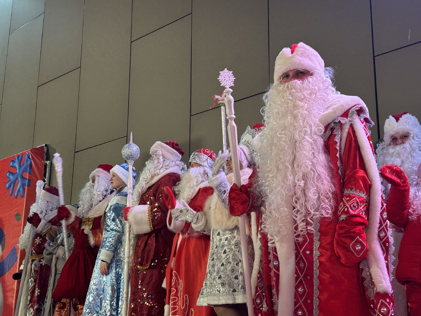 зима в подмосковье, парад дедов морозов, снегурочки, ленинский городской округ, зажгли елку,