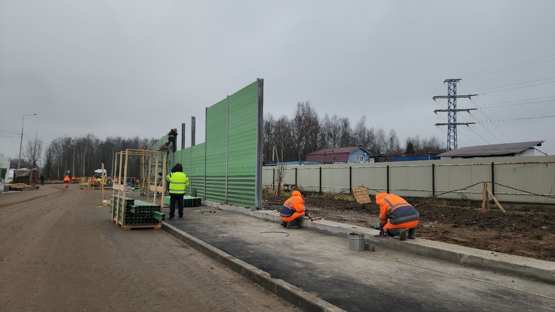 шумозащитные экраны, Лобня, северный подъезд, Дорога,