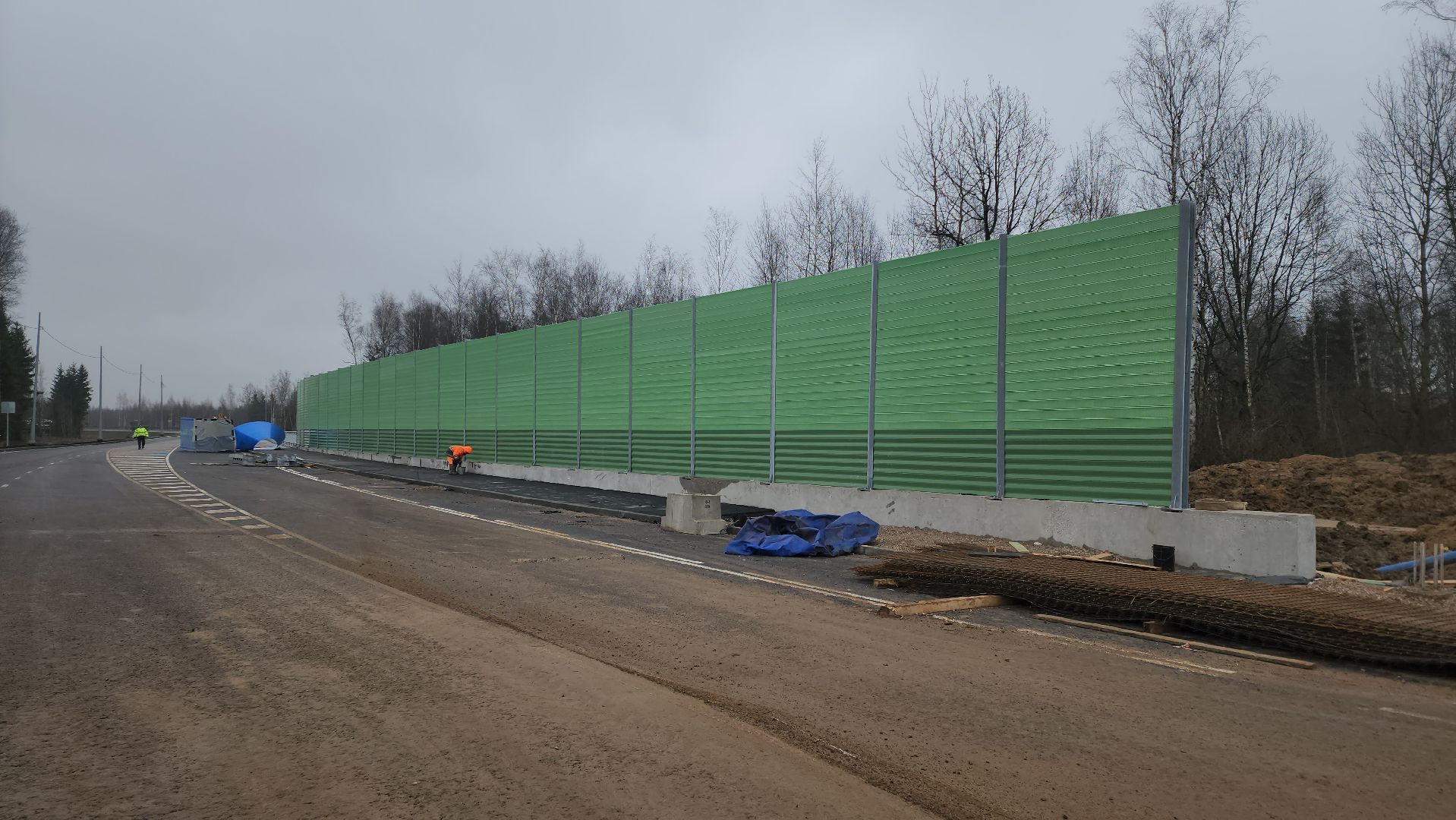 шумозащитные экраны, Лобня, северный подъезд, Дорога,