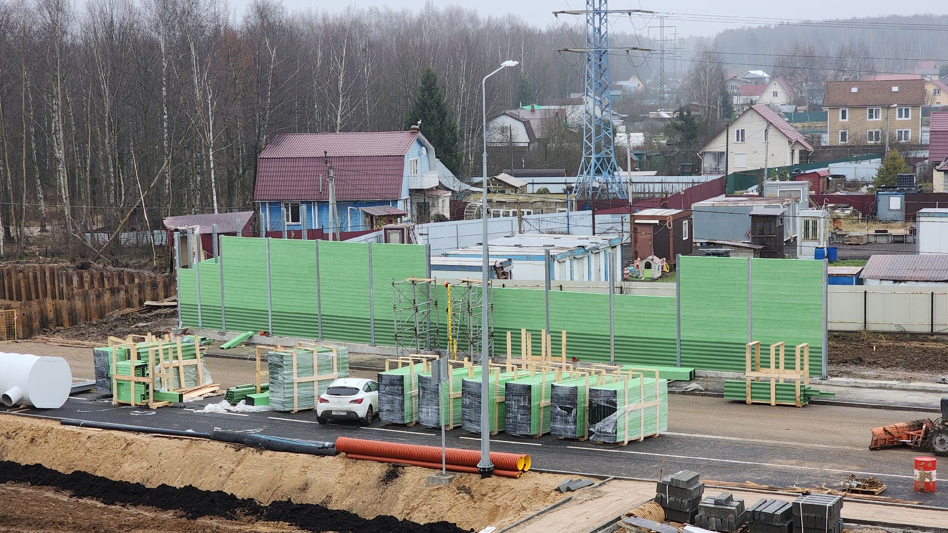 шумозащитные экраны, Лобня, северный подъезд, Дорога,