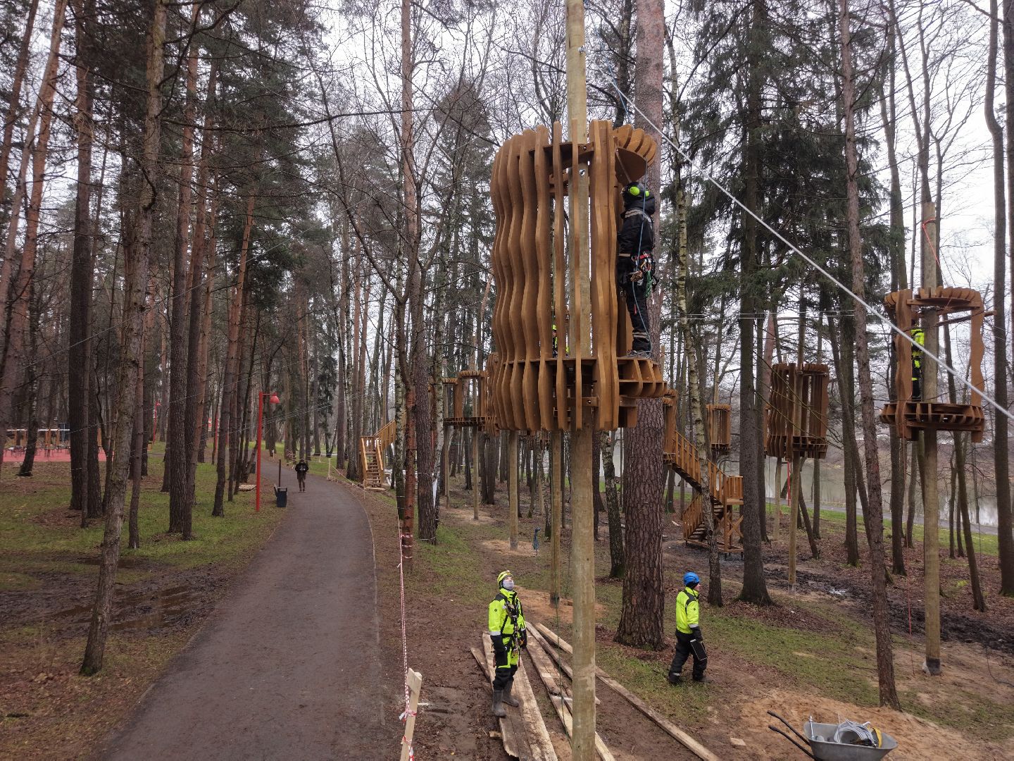 видео с коптера, Благоустройство Вишняковского лесопарка,
